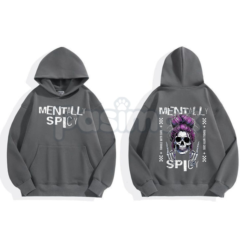 Pasimax Spicy Brain Skull Hoodie – Dark Aesthetic Neurodivergent Streetwear, Grunge Mental Health Pullover, Unisex Vintage Wa