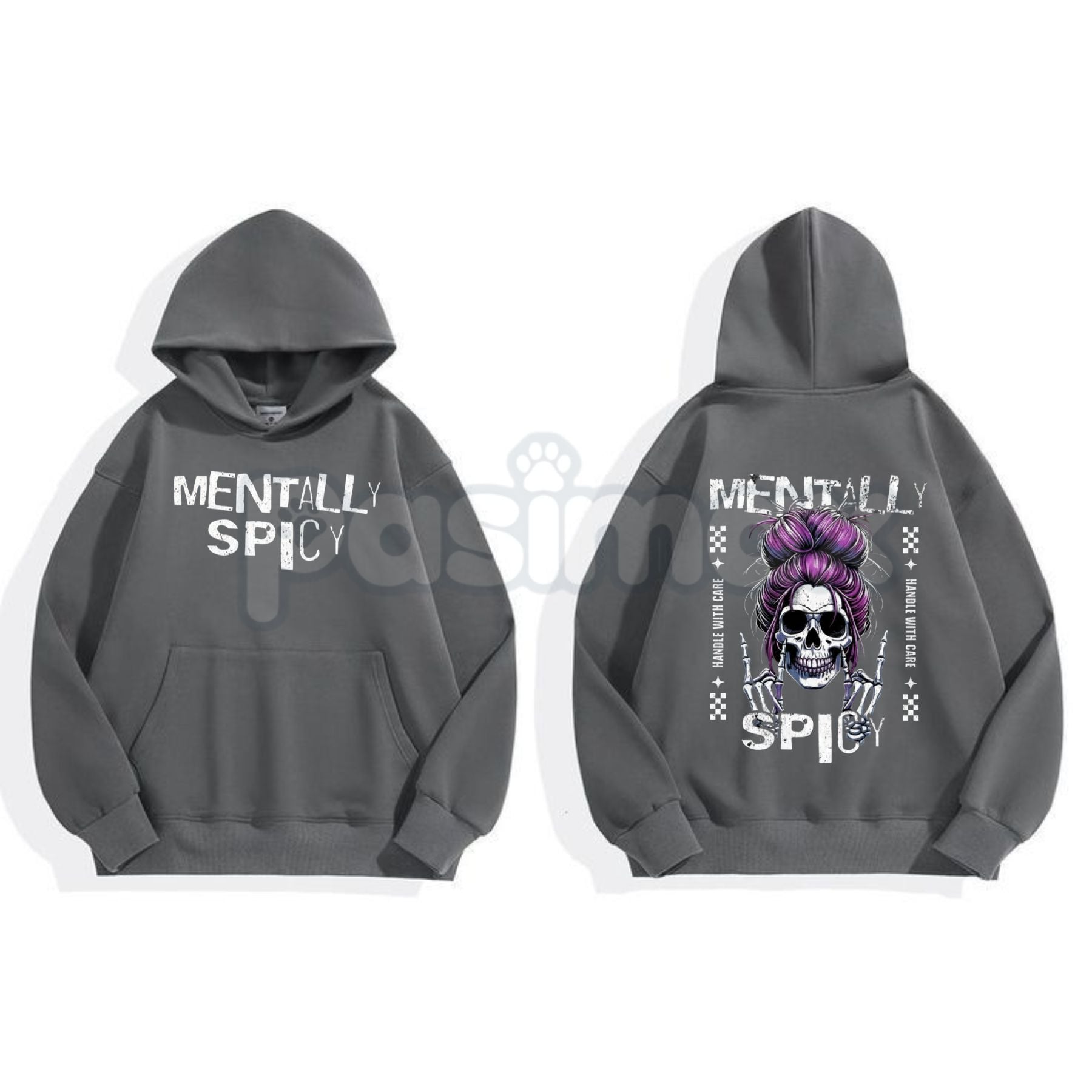 Pasimax Spicy Brain Skull Hoodie – Dark Aesthetic Neurodivergent Streetwear, Grunge Mental Health Pullover, Unisex Vintage Wa