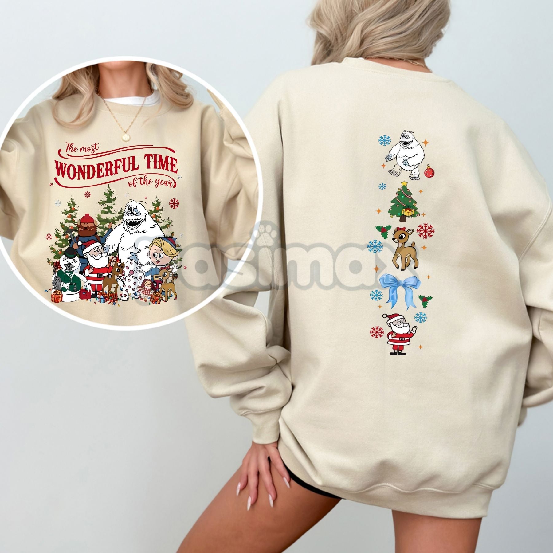Pasimax Vintage Rudolph Christmas Sweatshirt — detail close-up