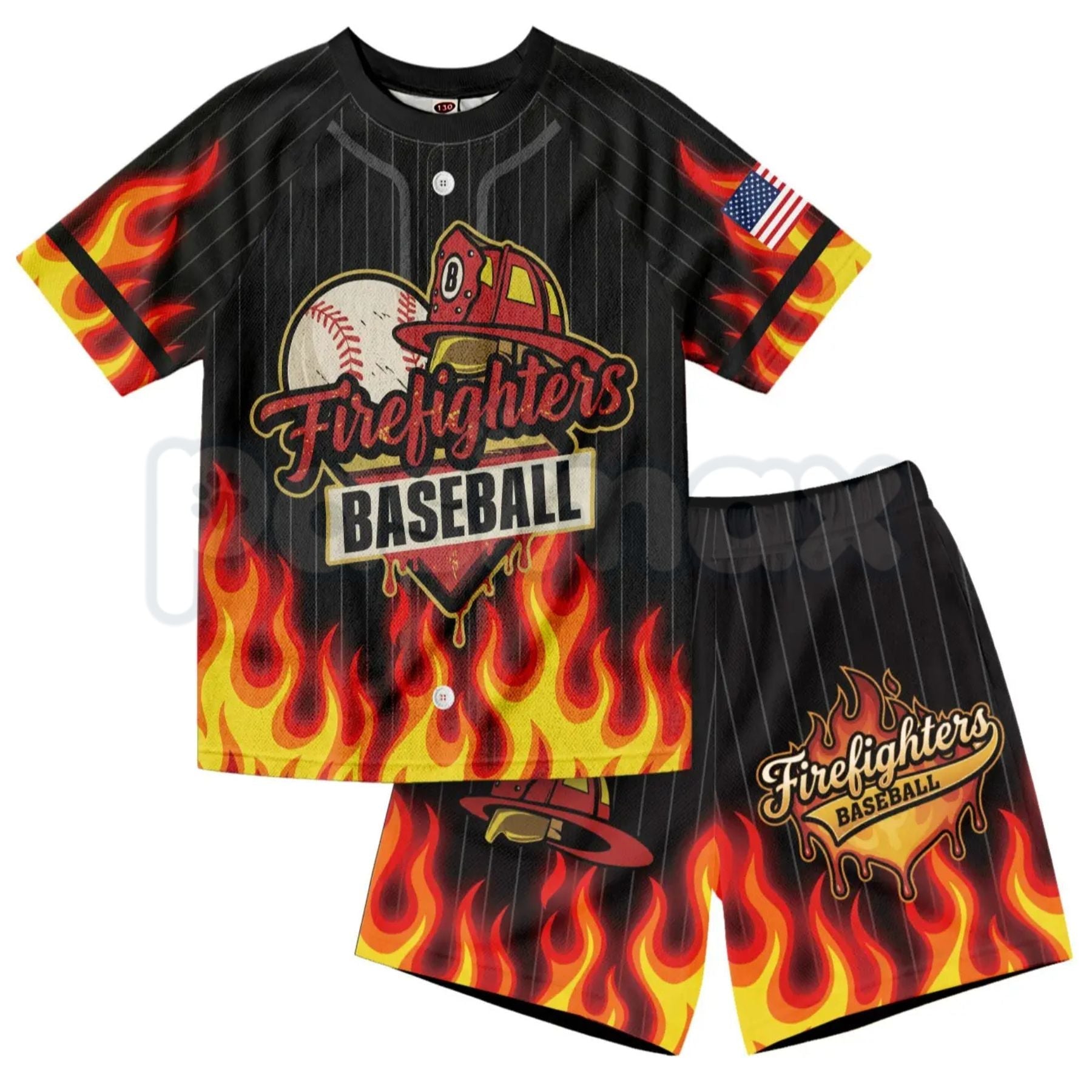 Dabbing Banana Retro American Flag Baseball Jersey Set – Toddler Athletic Mesh Outfit