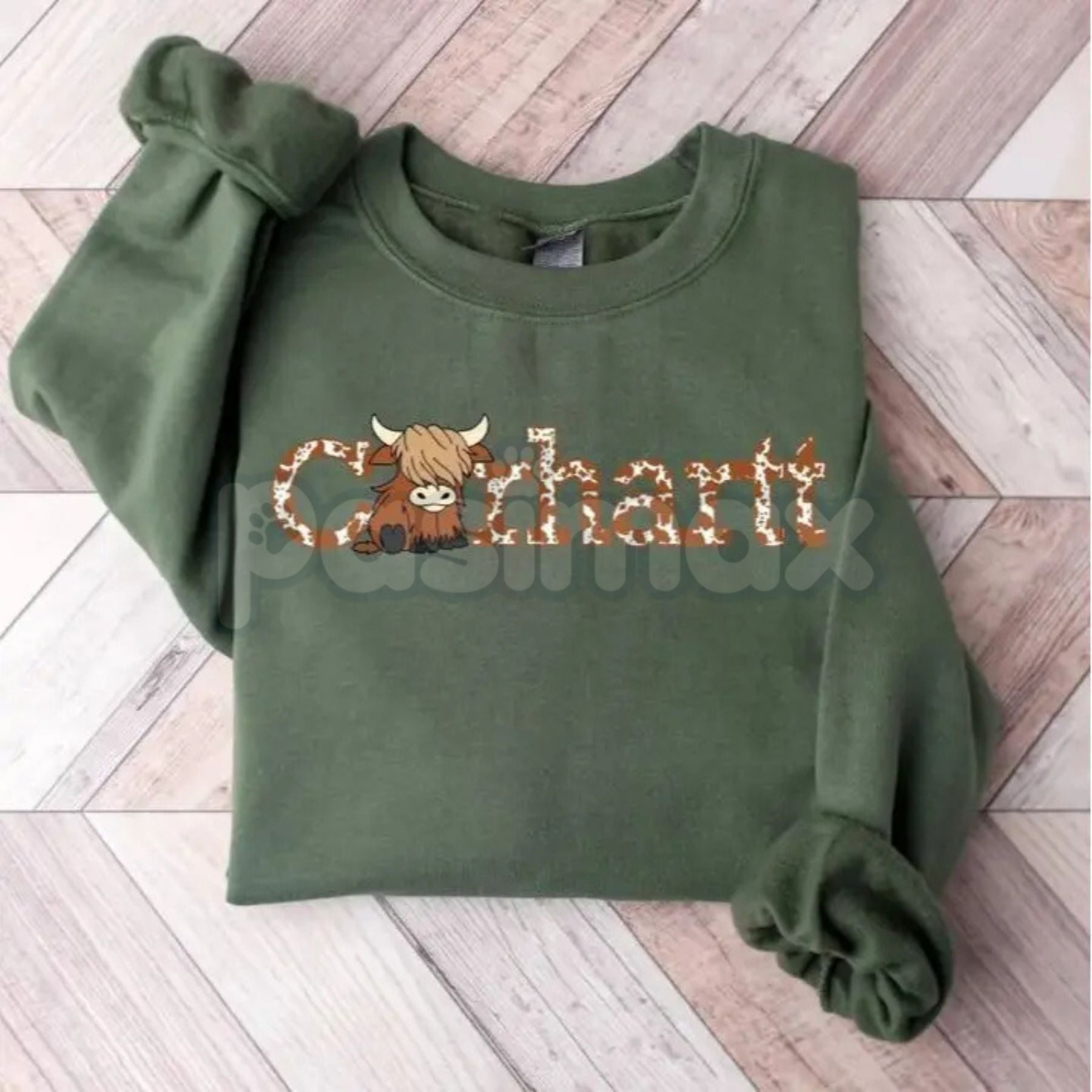 Pasimax Minimalist Highland Cow Sweatshirt | Clean Silhouette Coo Jumper | Modern Farm Animal Graphic Tee | Simple Nature Lov
