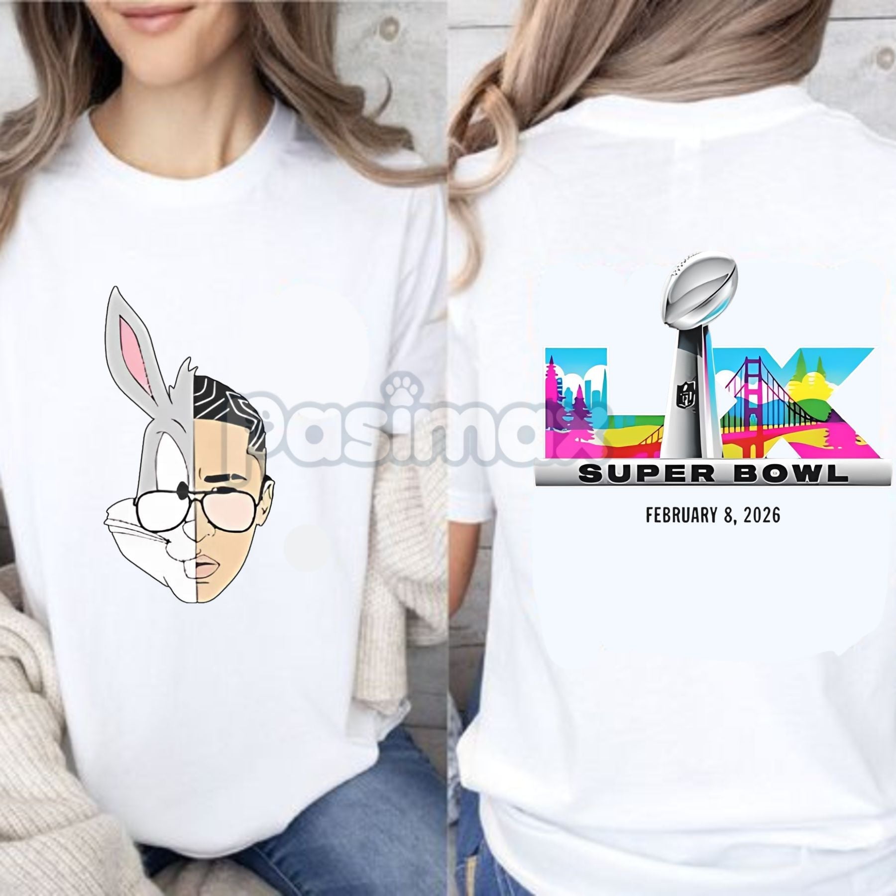 Pasimax Super Bowl 2026 LIX Graphic T-Shirt — detail close-up