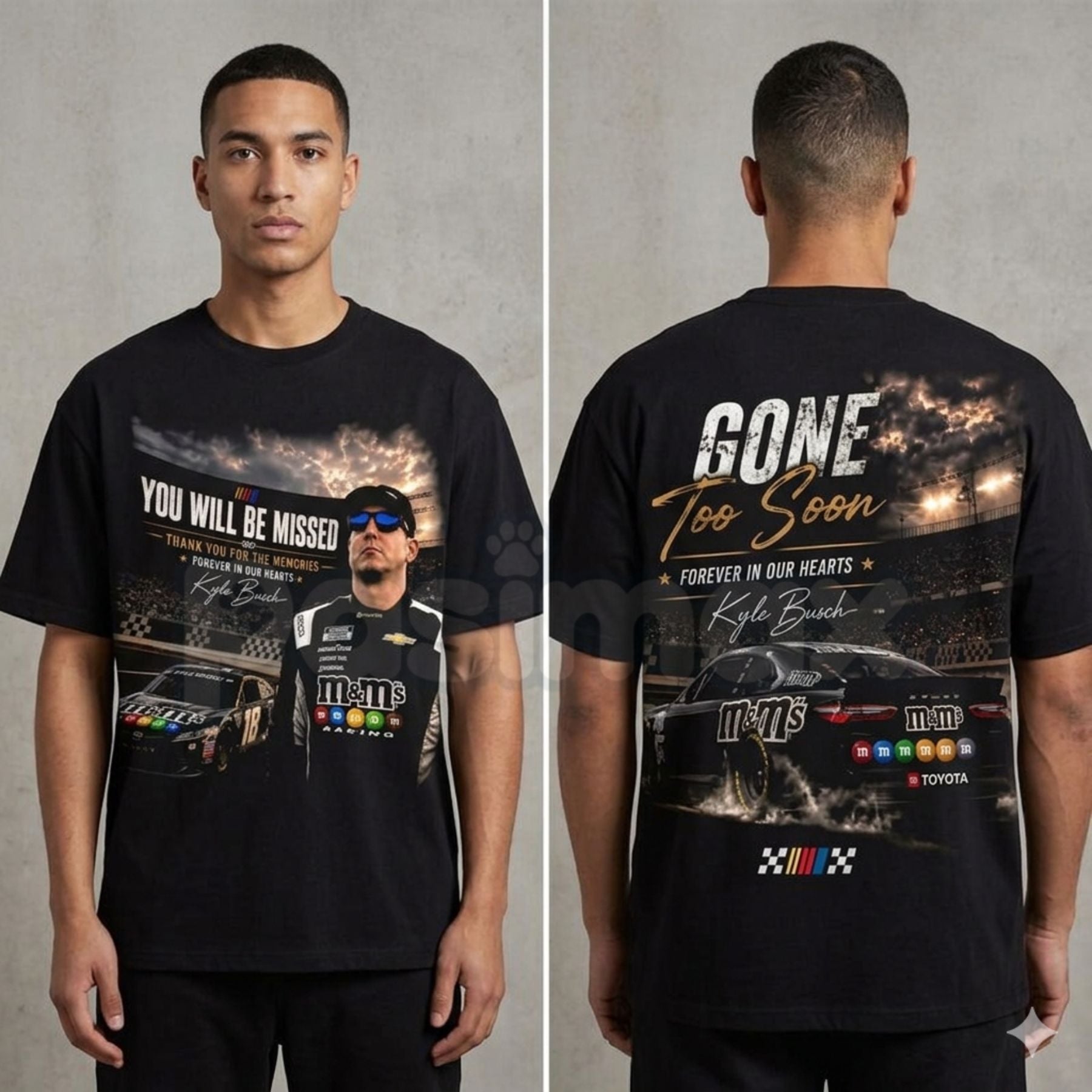 Funny Kyle Busch "RIP Gone Too Soon" T-Shirt – Ironic Vintage NASCAR Racing Fan Graphic Tee