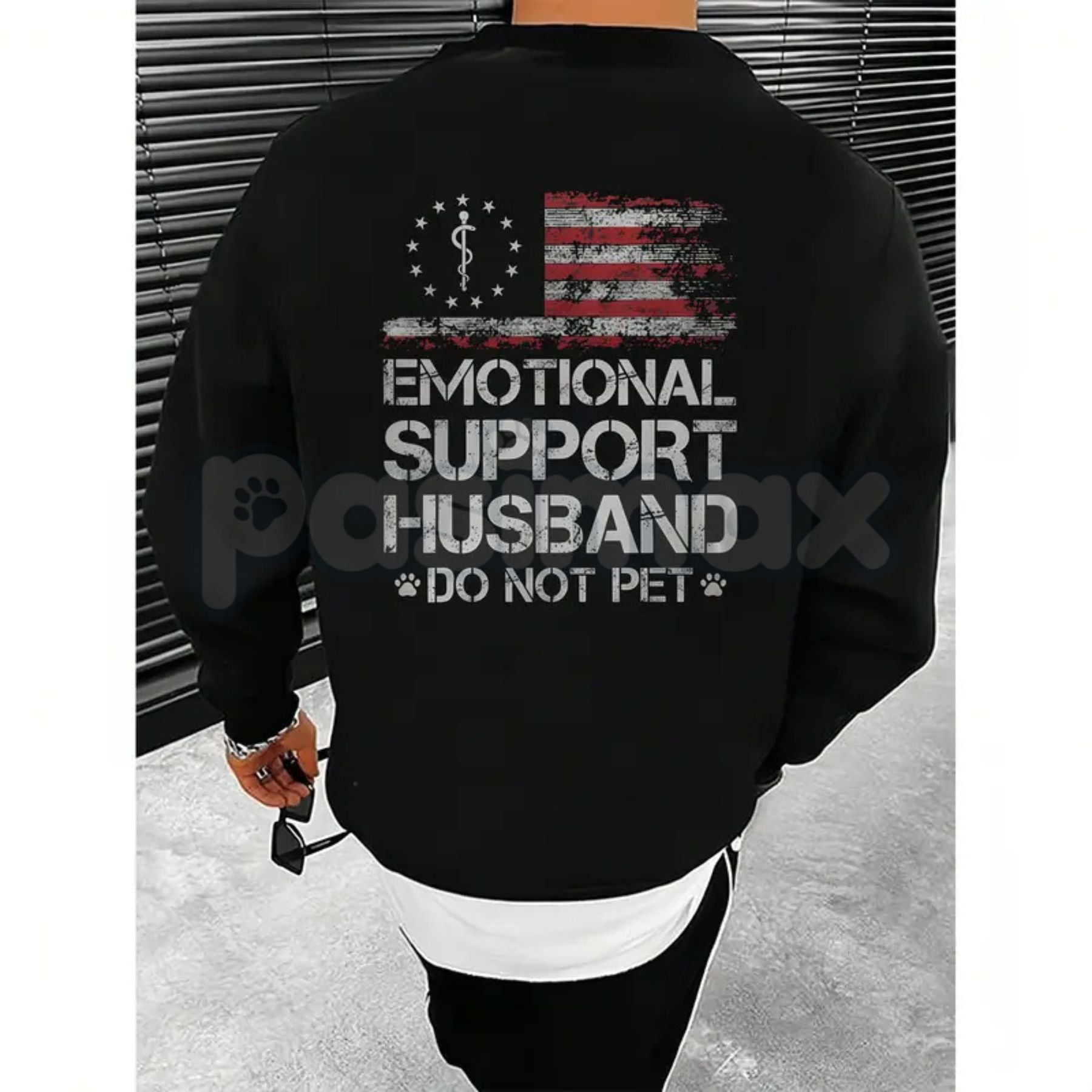 Pasimax Emotional Support Husband – Funny Husband Graphic Hoodie, Sarcastic Marriage Sweatshirt & T-Shirt — lifestyle context