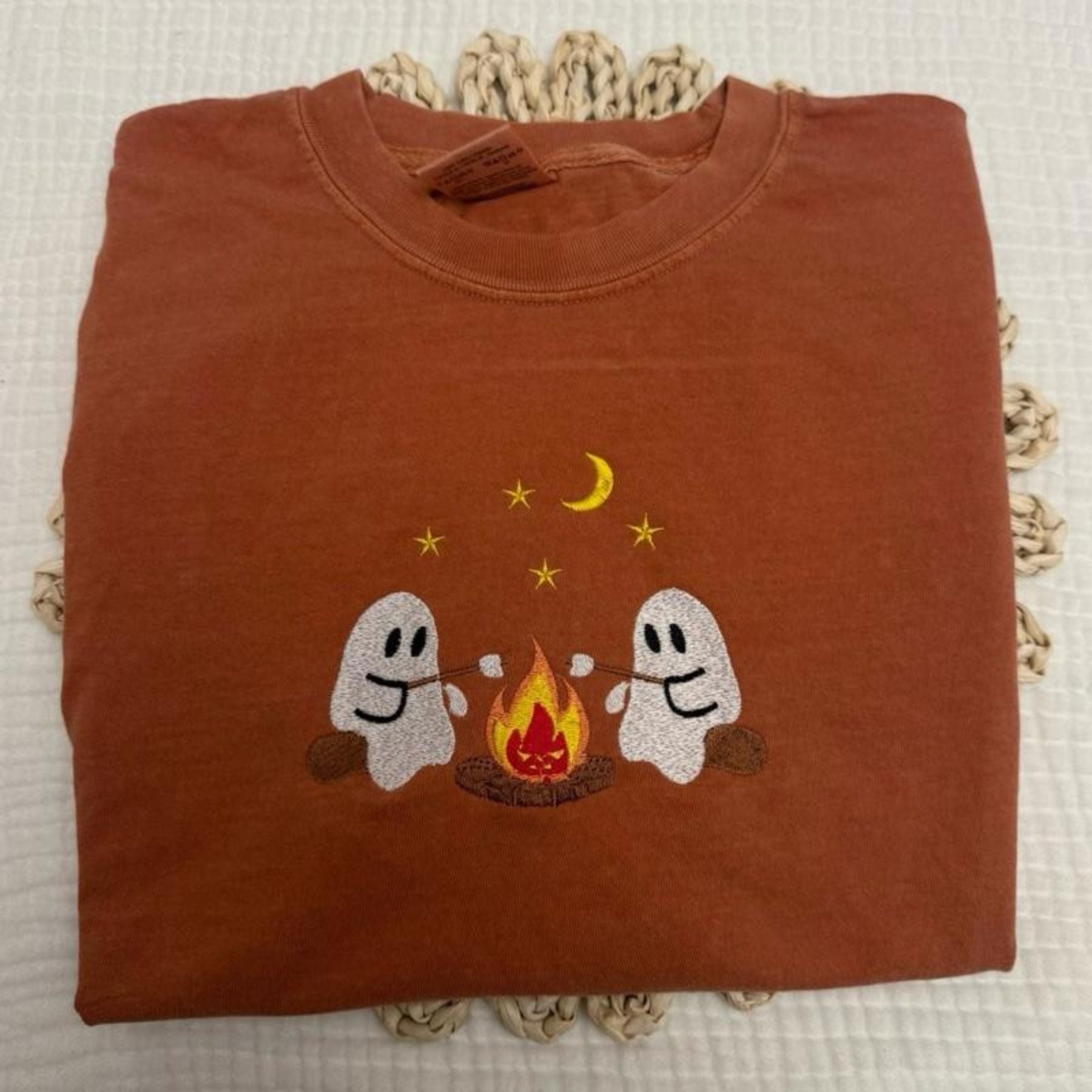Pasimax Haunted Campsite Embroidered Comfort Colors T-Shirt — detail close-up
