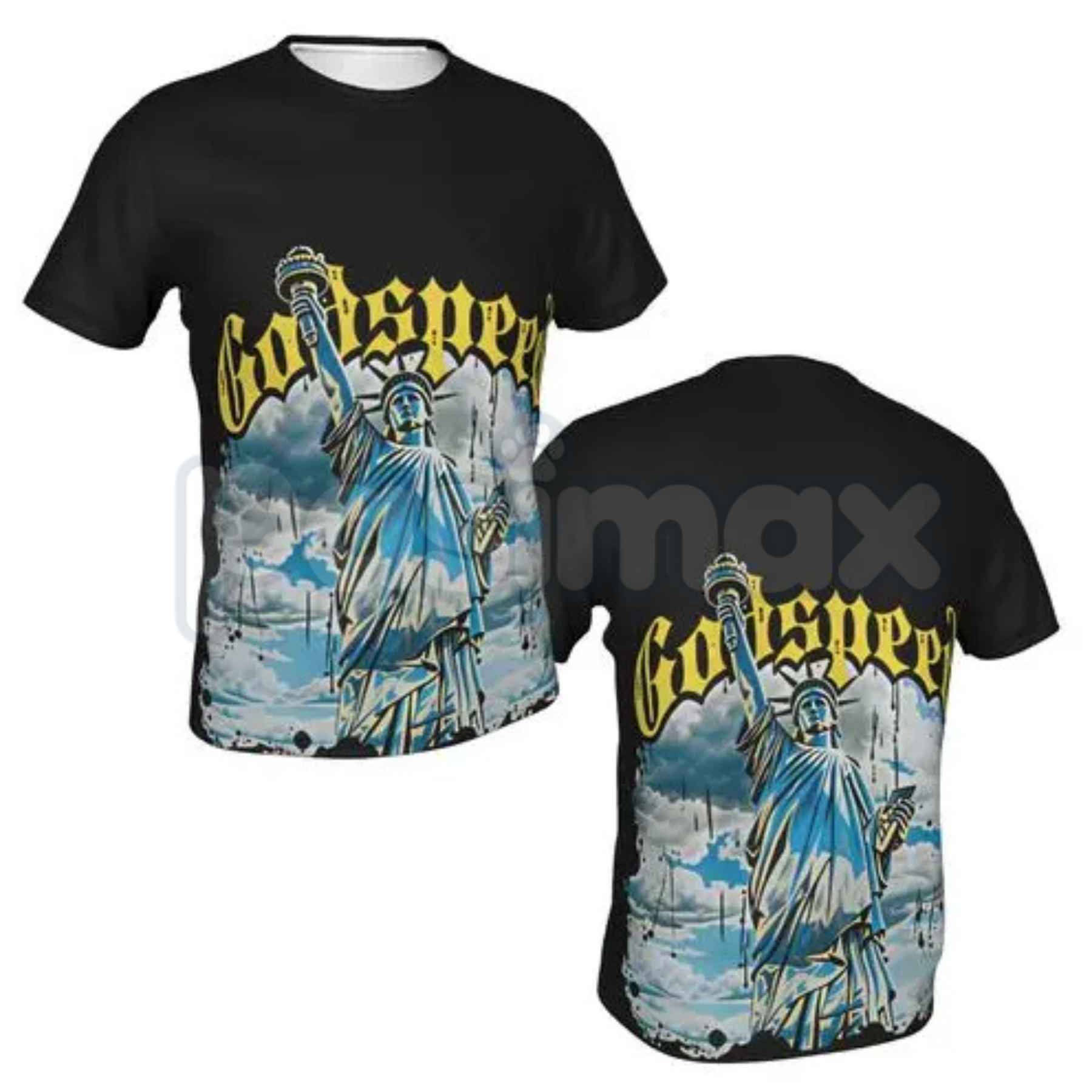 Godspeed Statue of Liberty Graphic Tee – Oversized Heavyweight Cotton Streetwear T-Shirt, Retro Urban Freedom Unisex Shirt