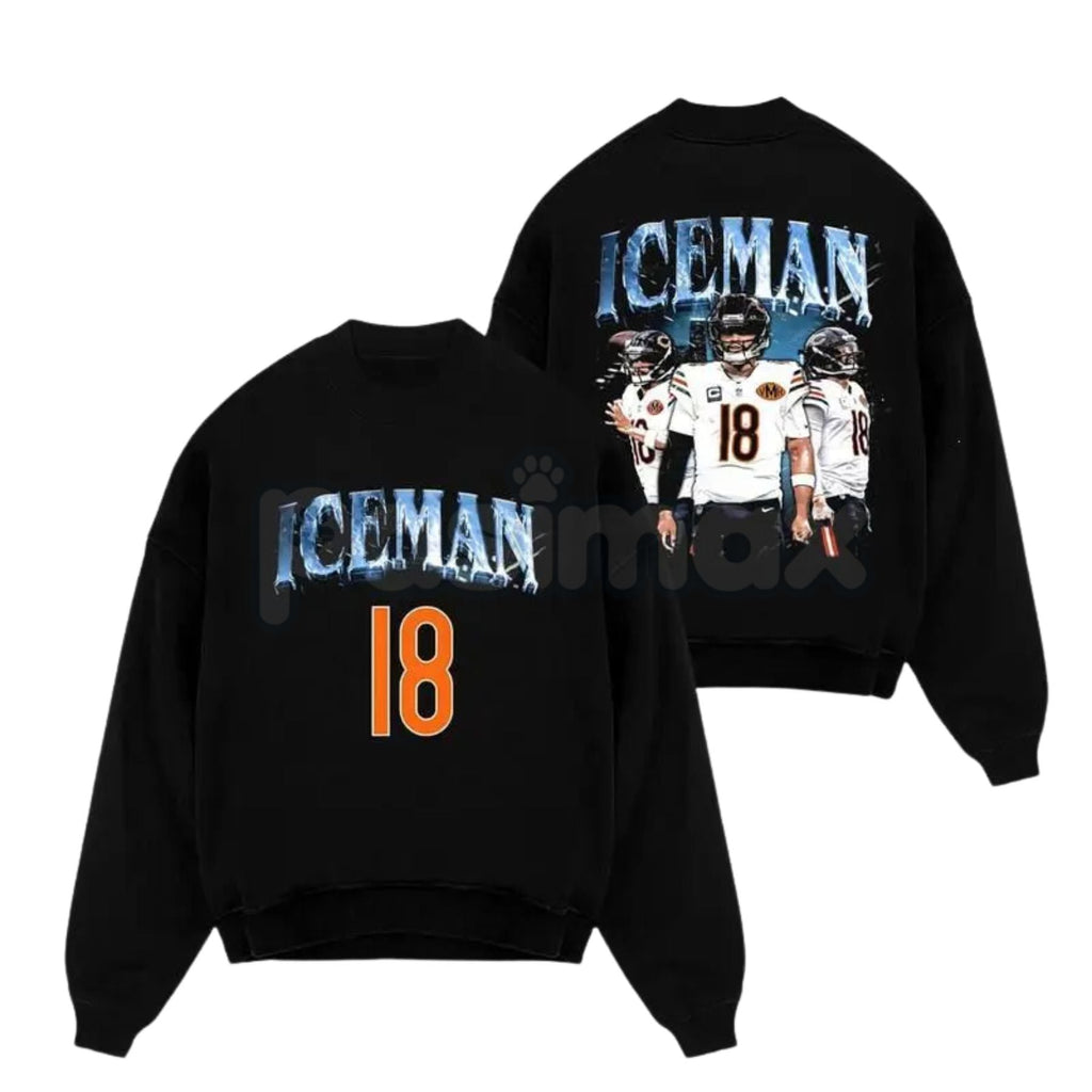 Pasimax Caleb Williams Iceman #18 Game Day Fit – Bears Nation Cotton Hoodie, Sweatshirt — detail close-up