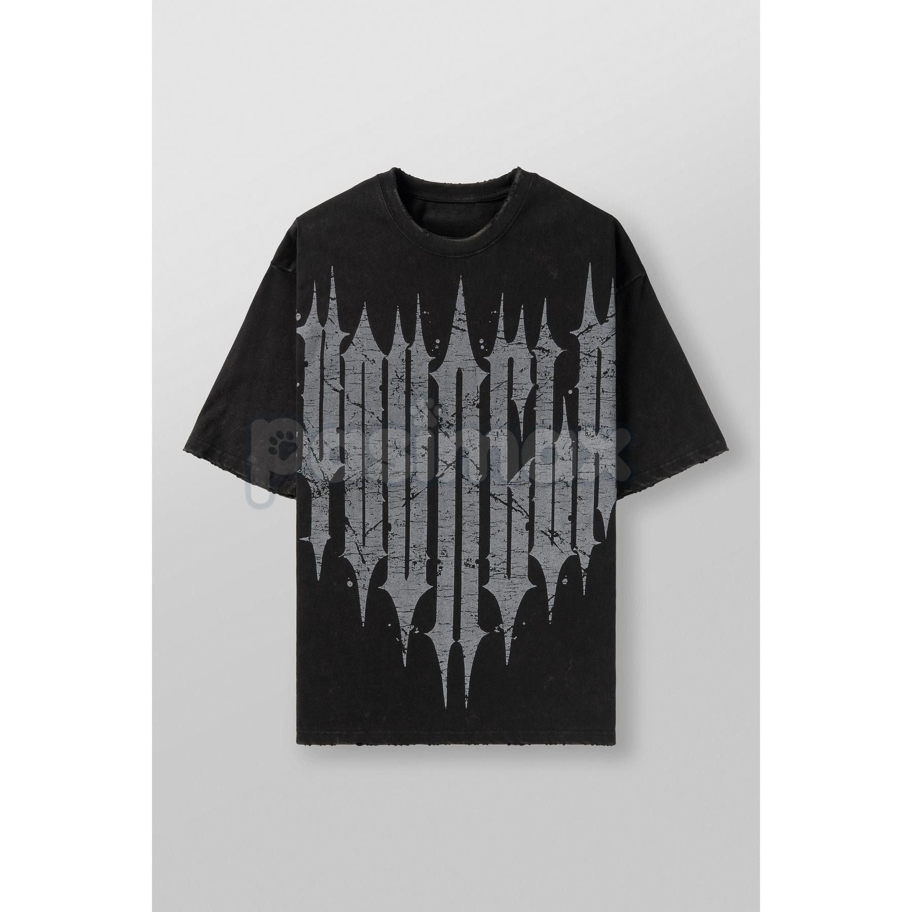 Pasimax "Revenge" Washed T-Shirt – Oversized Gothic Streetwear Graphic Tee, Heavy Vintage Cotton — detail close-up
