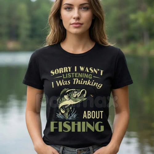"Sorry I Wasn't Listening" Bass Fishing T-Shirt – Funny Largemouth Bass Graphic Tee, Premium 100% Cotton Angler Humor Top, Soft Lived-In Heavyweight Fisherman Shirt, Made in USA