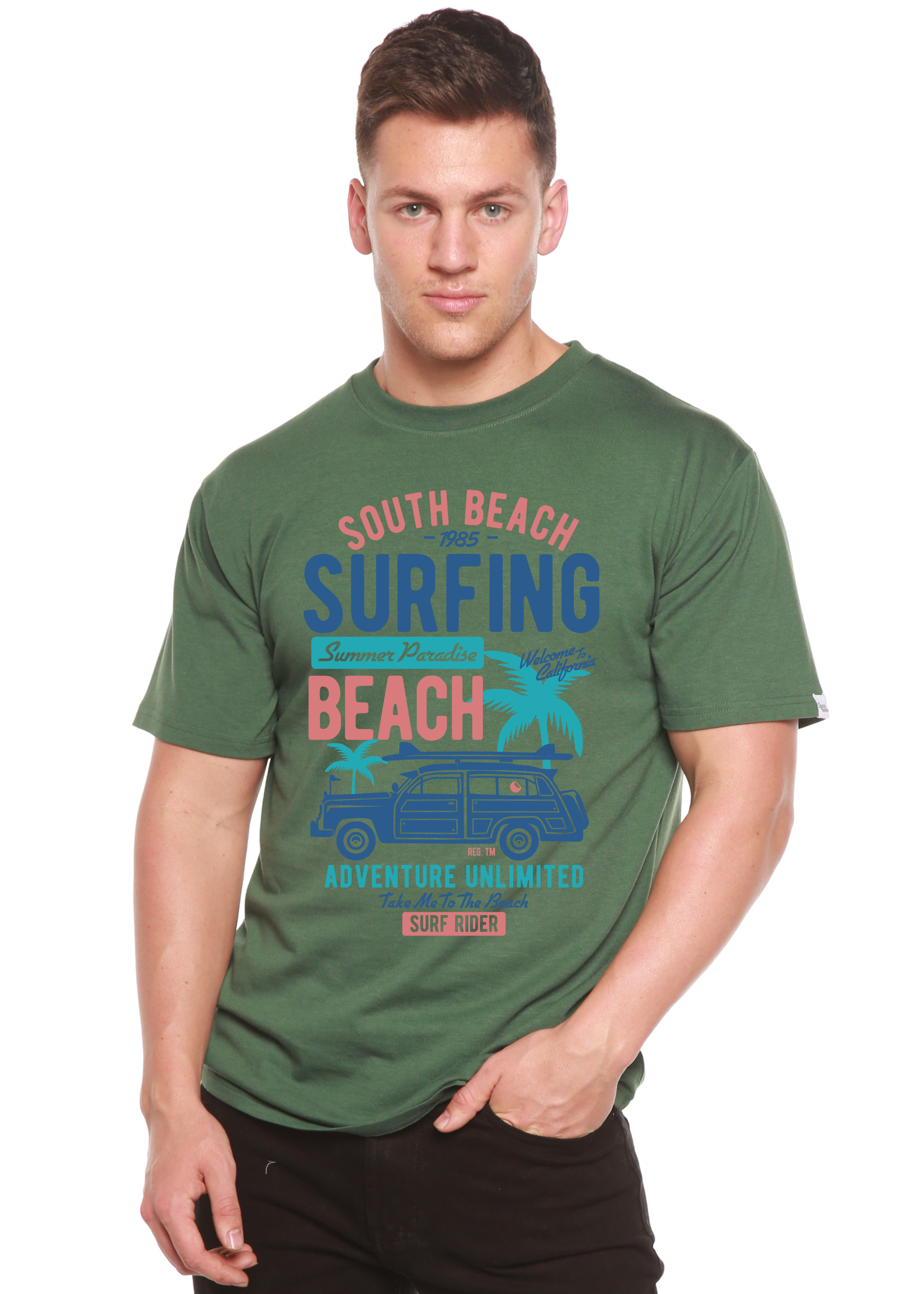 Spun Bamboo South Beach Spun Bamboo® Men's Bamboo Viscose/Organic Cotton Short Sleeve Graphic T-Shirt — back view