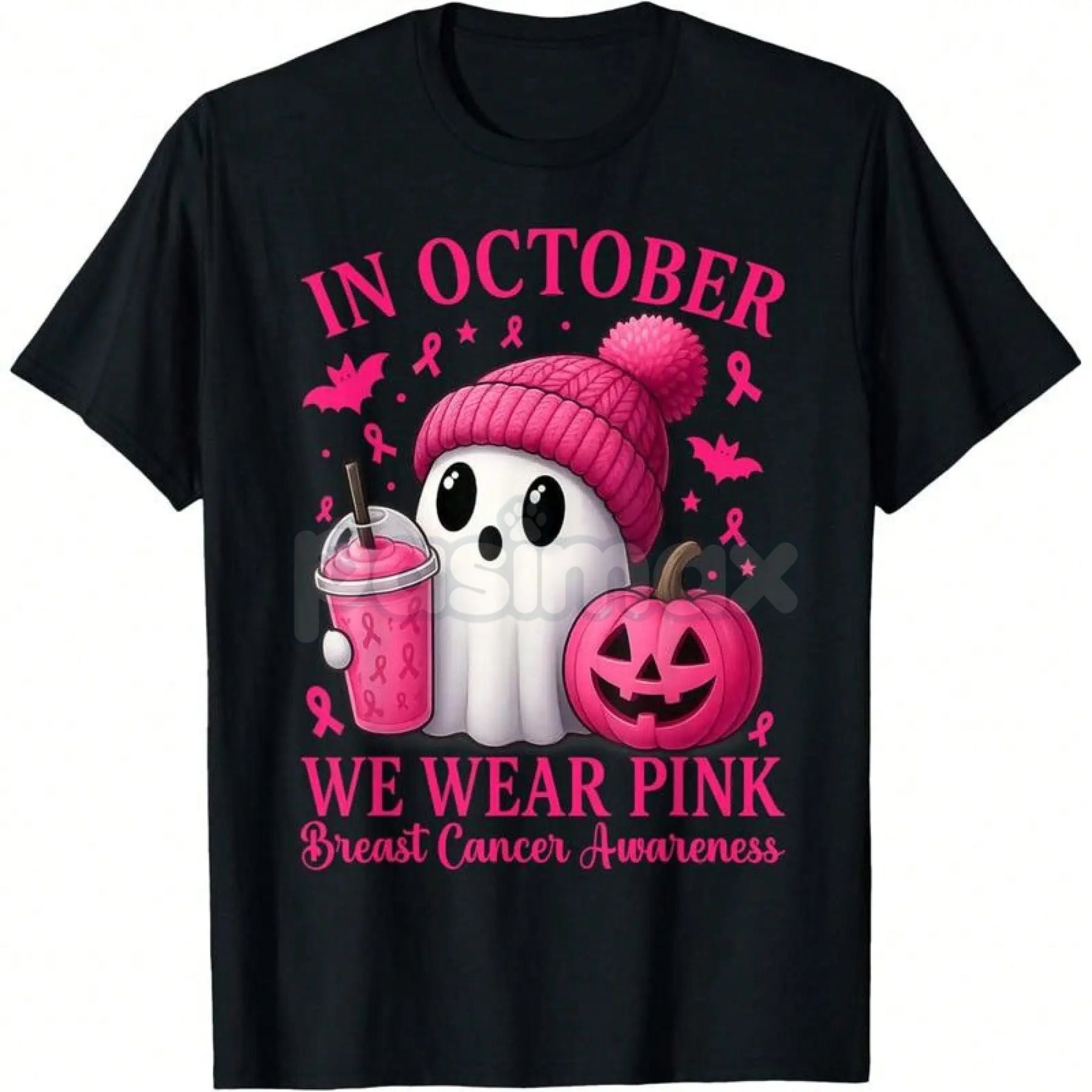 Pasimax Pink Power Halloween Awareness Shirt — detail close-up