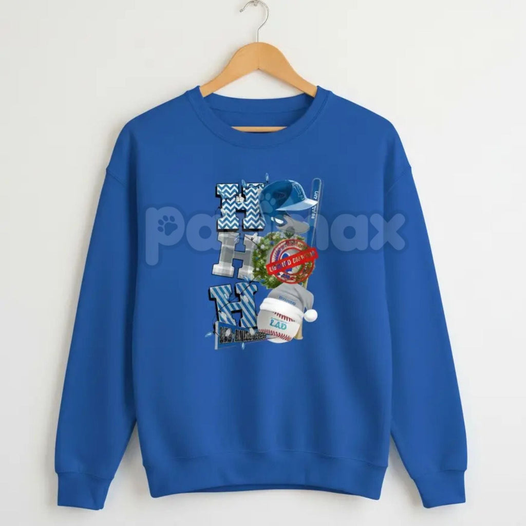 Pasimax HO HO HO Sport Christmas Sweatshirt | Athletic Collegiate Style Holiday Crewneck | Festive Game Day Jumper — detail c