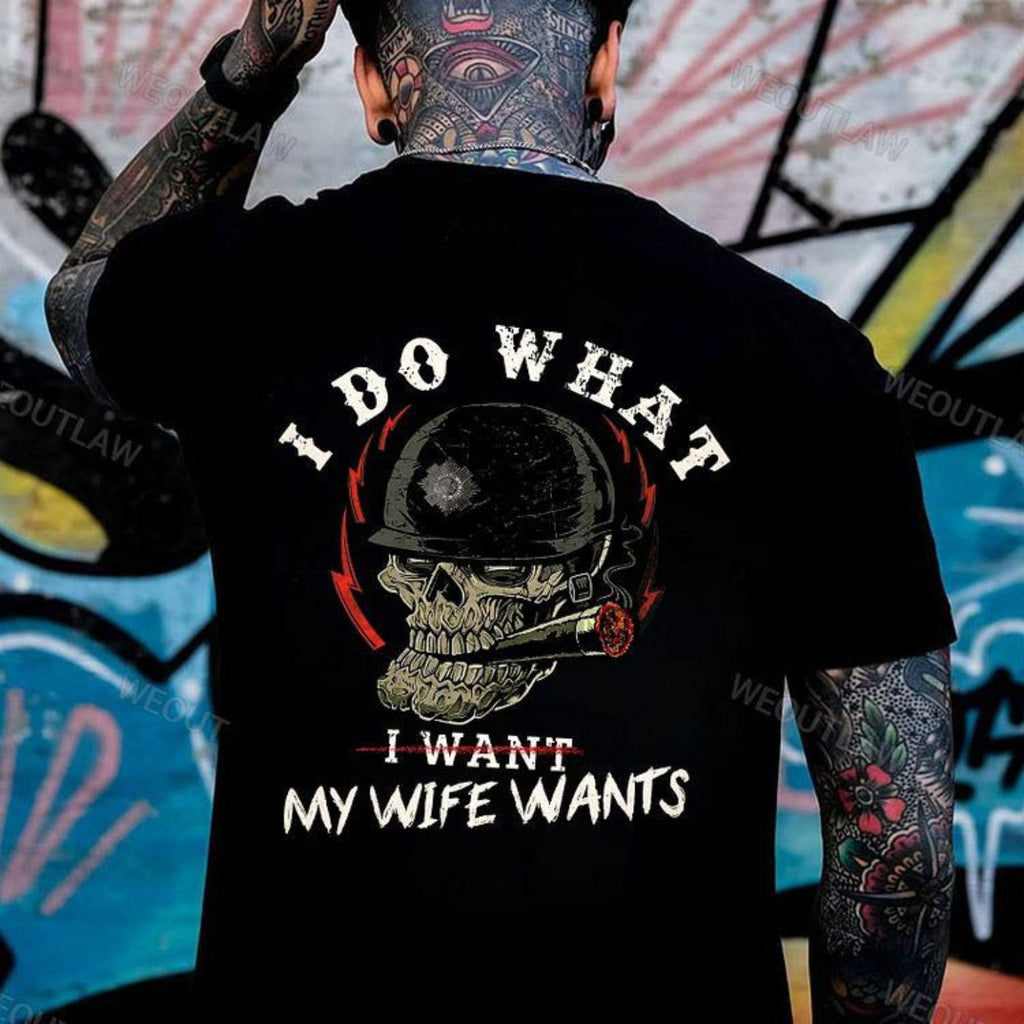 Pasimax "I Do What My Wife Says" Funny Husband Shirt — detail close-up