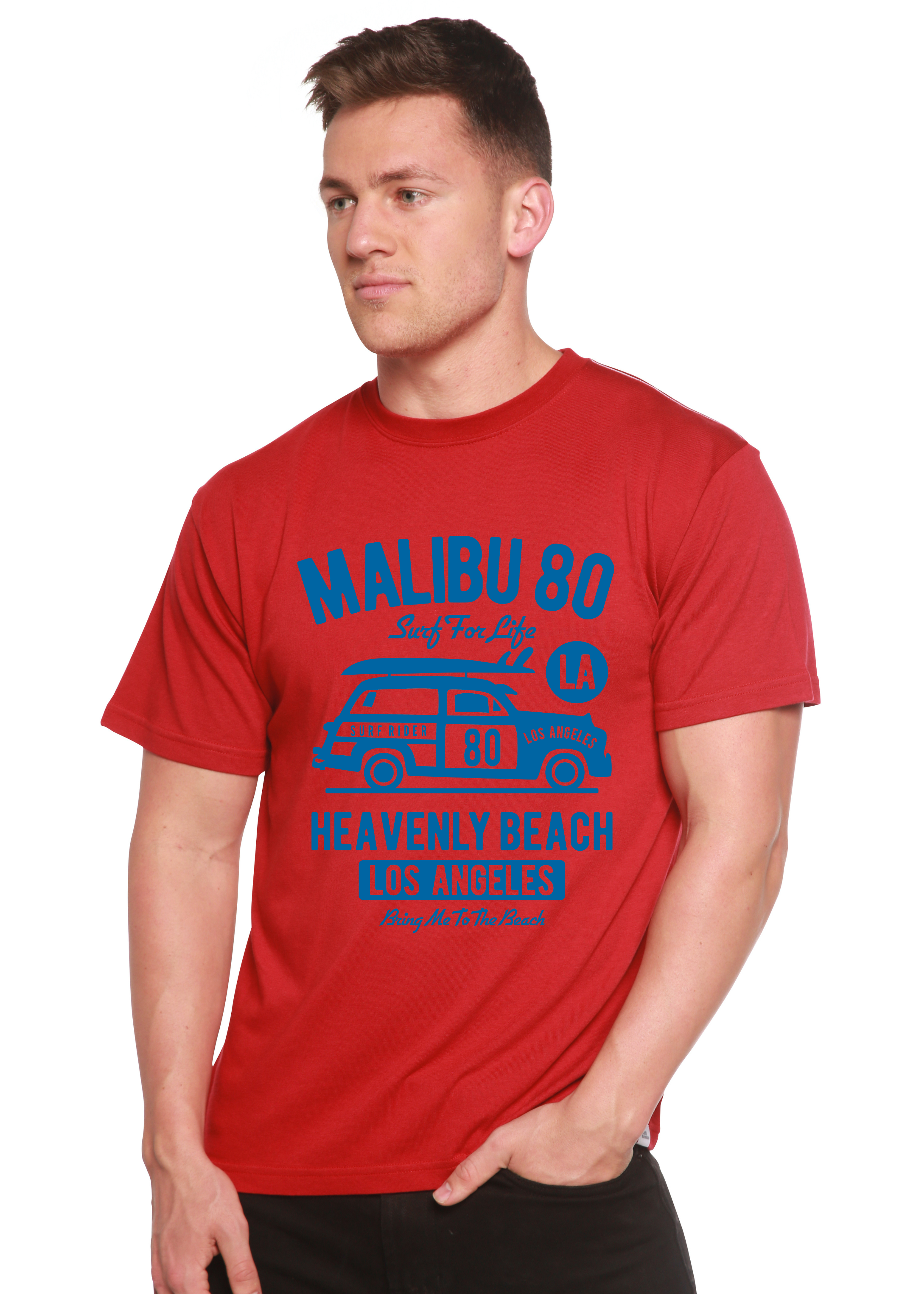 Spun Bamboo Malibu 80 Men's Bamboo Viscose/Organic Cotton Short Sleeve Graphic T-Shirt — back view