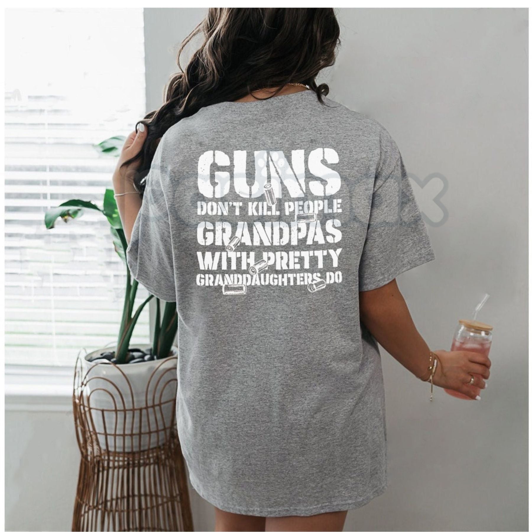 Pasimax "Grandpas With Pretty Granddaughters" Funny T-Shirt - Protective Grandpa Graphic Tee, Premium 100% Cotton Humor Shirt