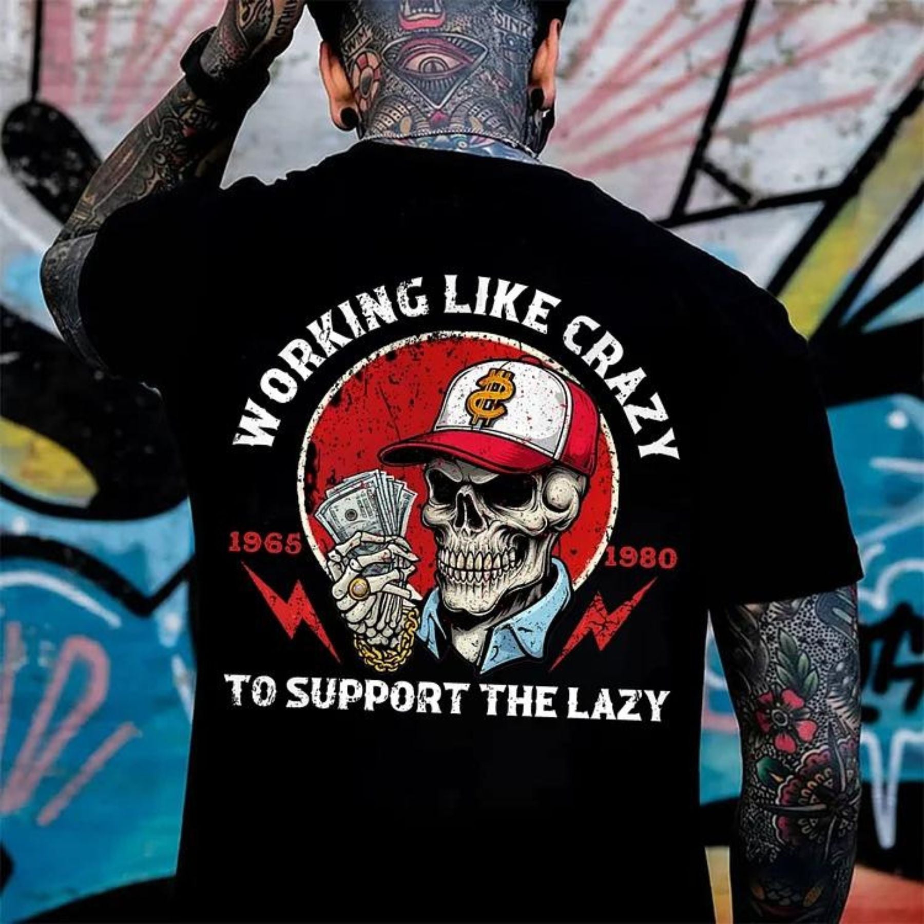 Pasimax "Working Like Crazy" T-Shirt — detail close-up
