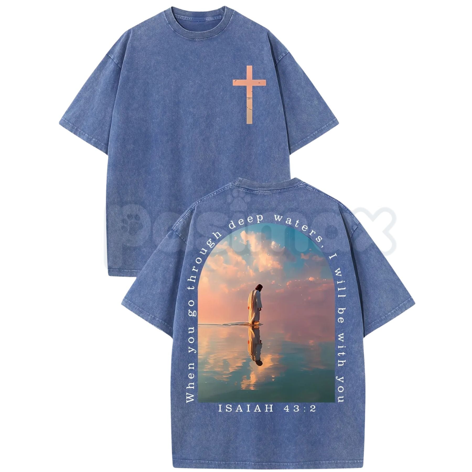 Pasimax Isaiah Prophecy Cross Tee — detail close-up