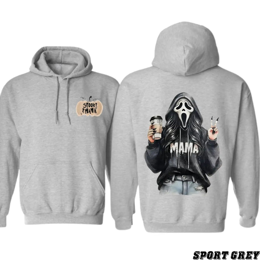Pasimax Spooky Mama Coffee Ghost Hoodie — detail close-up