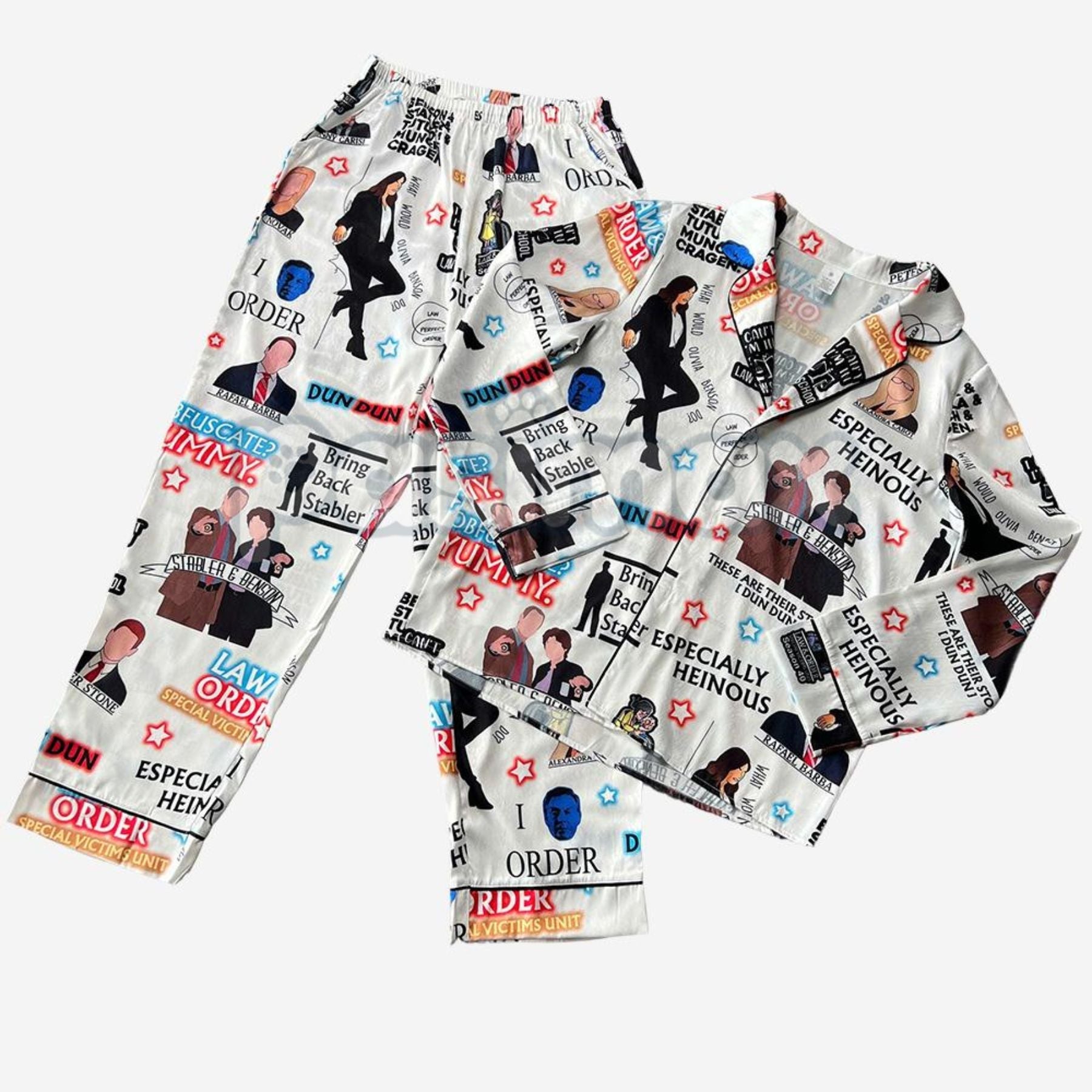 Pasimax Law & Order Pajamas Set - Movie Christmas Sleepwear for Women, Comfortable Loungewear, Holiday Gift — detail close-up
