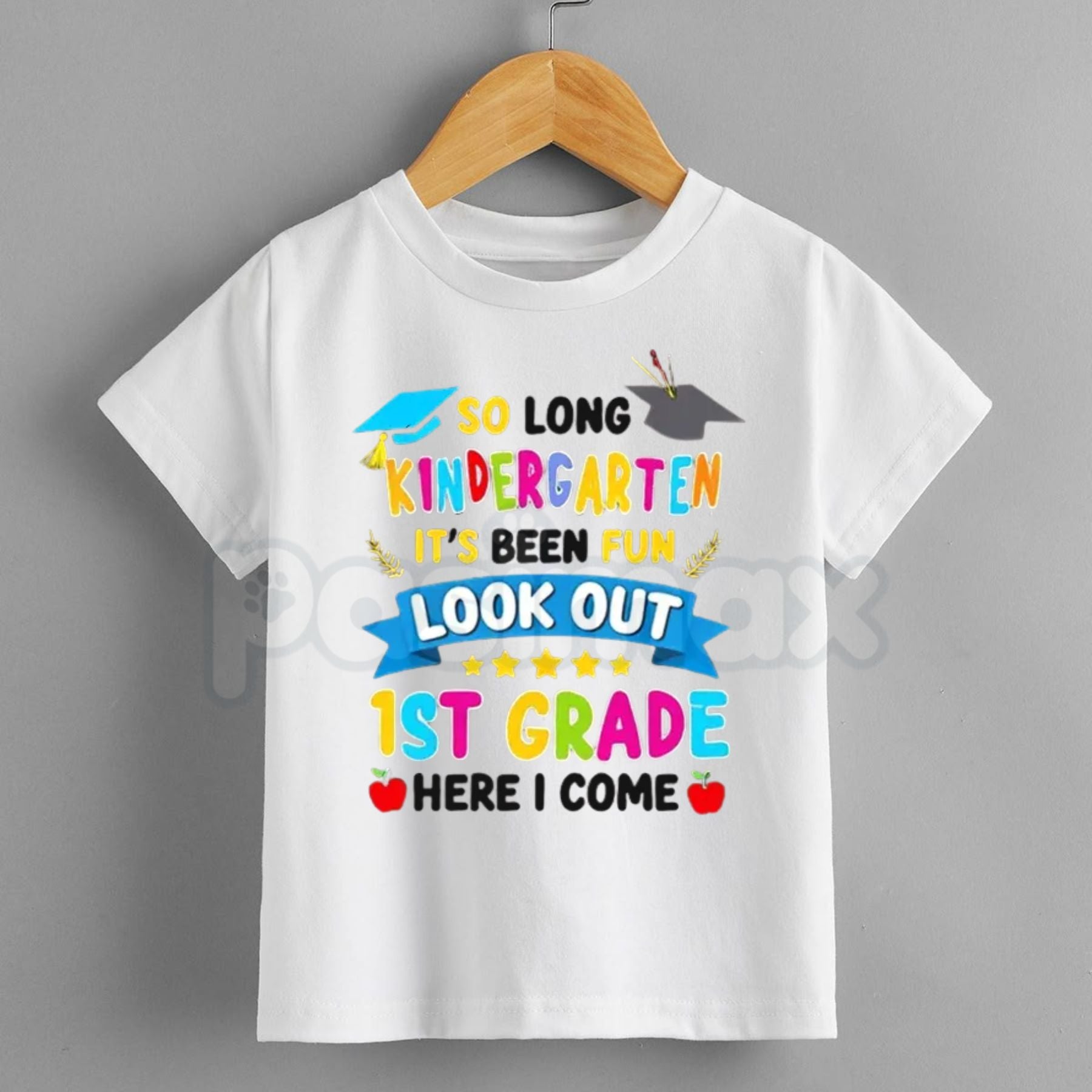Kindergarten Graduation T-Shirt – "Look Out 1st Grade Here I Come" Kids Last Day Of School Graphic Tee