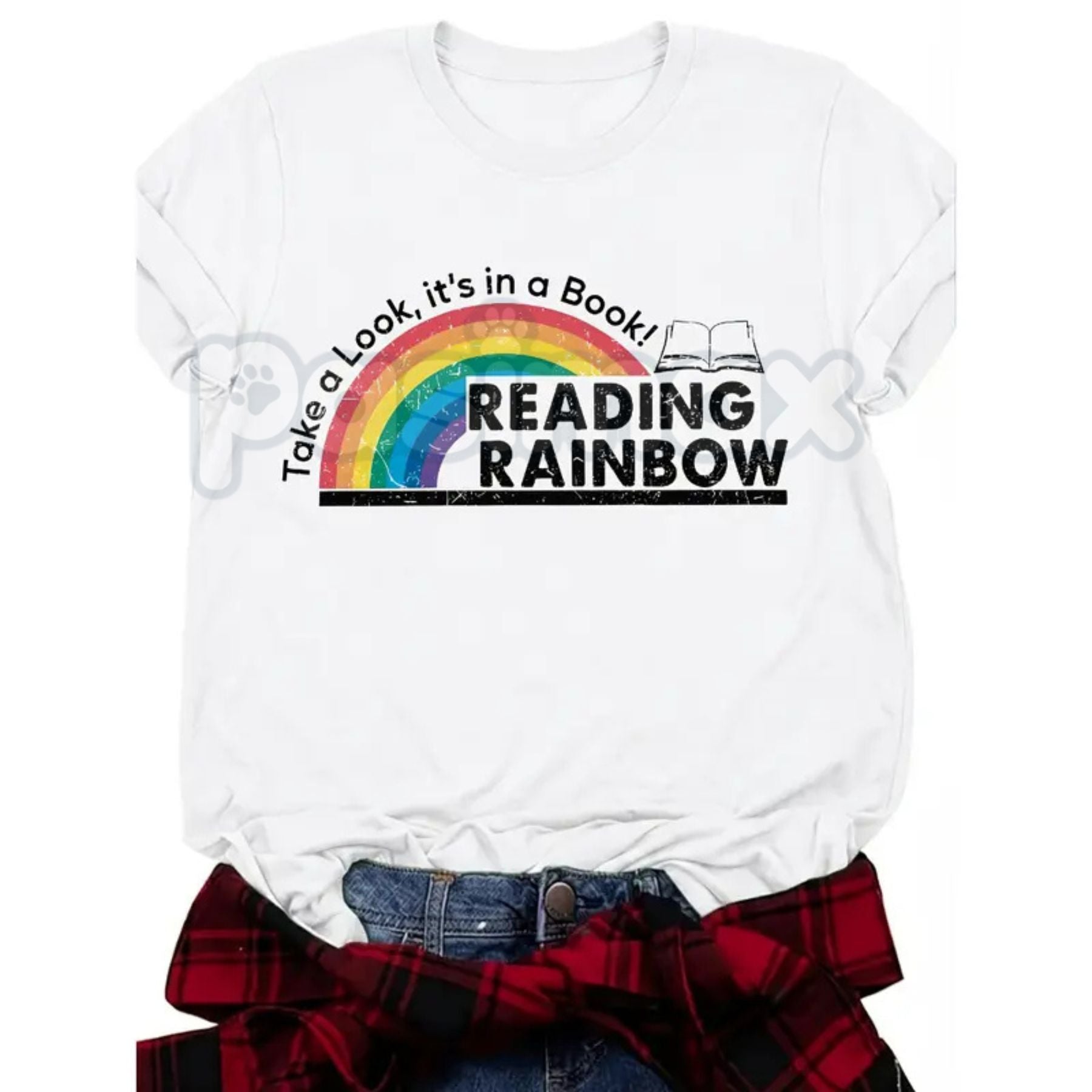 Pasimax "Take A Look, It's A Book!" Reading Rainbow Tee – Retro 80s/90s Nostalgia Graphic Shirt, Premium 100% Cotton Teacher 