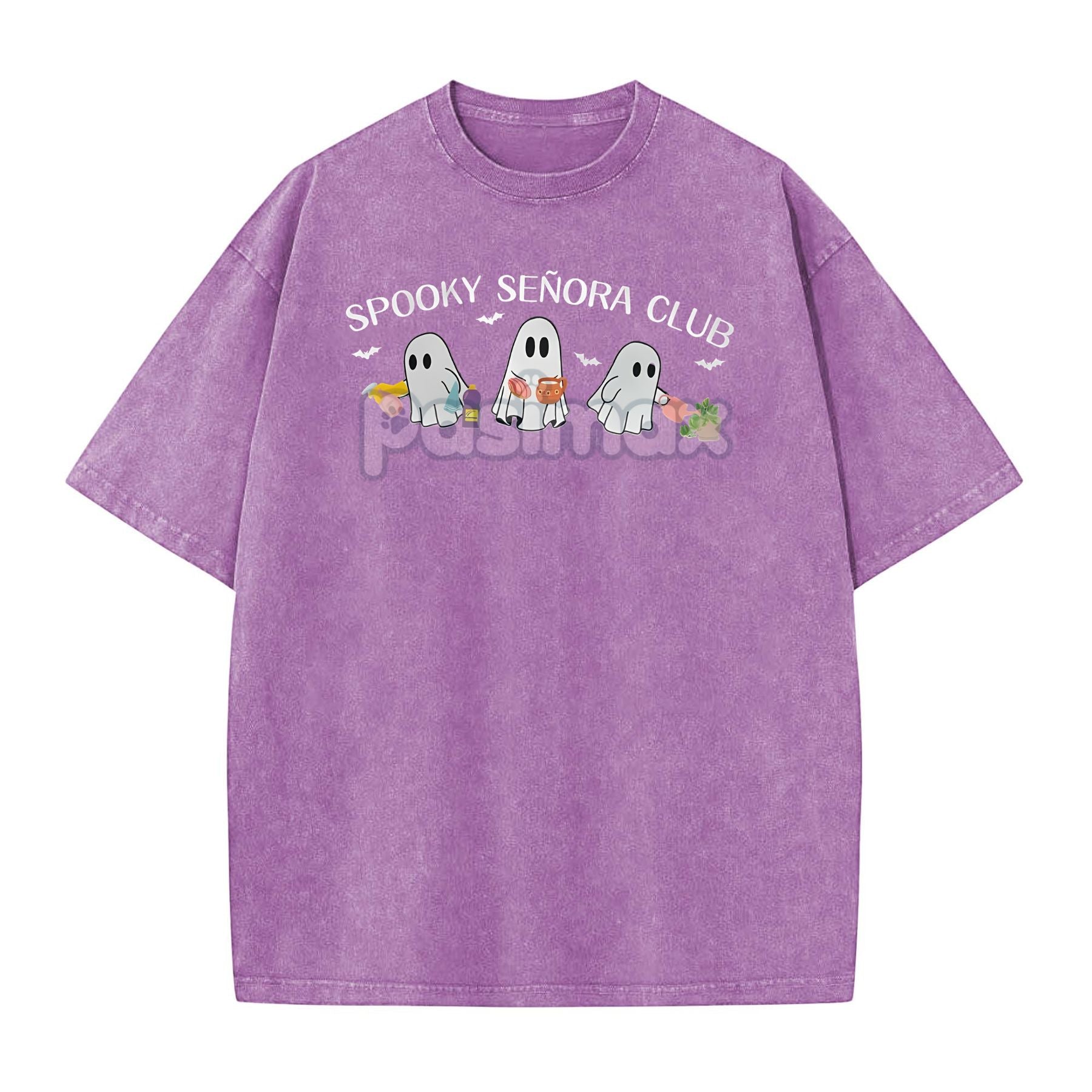 Pasimax "Spooky Señora Club" Vintage Acid Wash T-Shirt — detail close-up