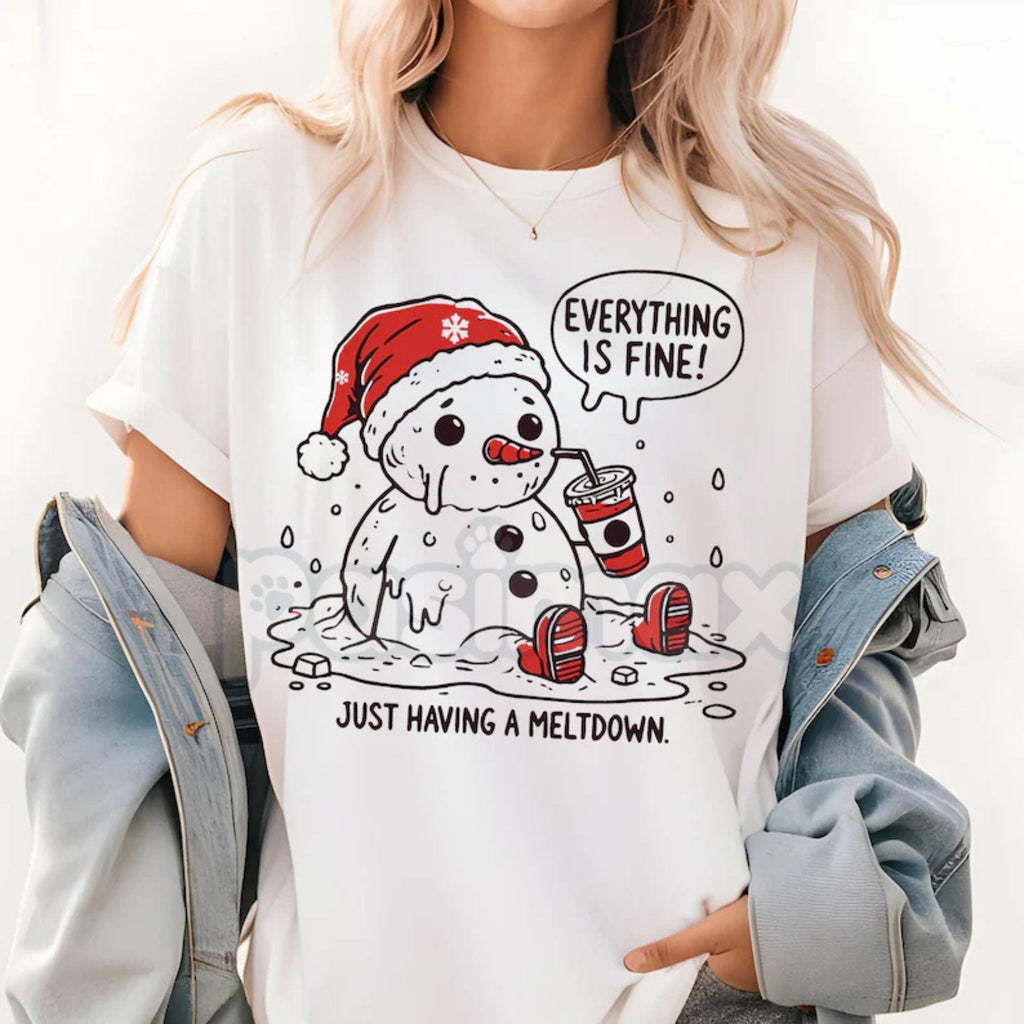 Pasimax "Everything is Fine Just Having Meltdown" T-Shirt - Funny Relatable Slogan Tee, Dark Humor Stress Apparel, Ironic Sta
