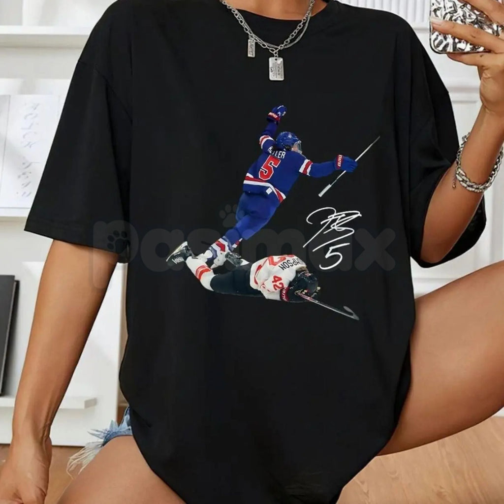 Pasimax Megan Keller & Hilary Knight Vintage Hockey T-Shirt - USA Women's Hockey Legend Graphic Tee, Retro 90s Style Sports A