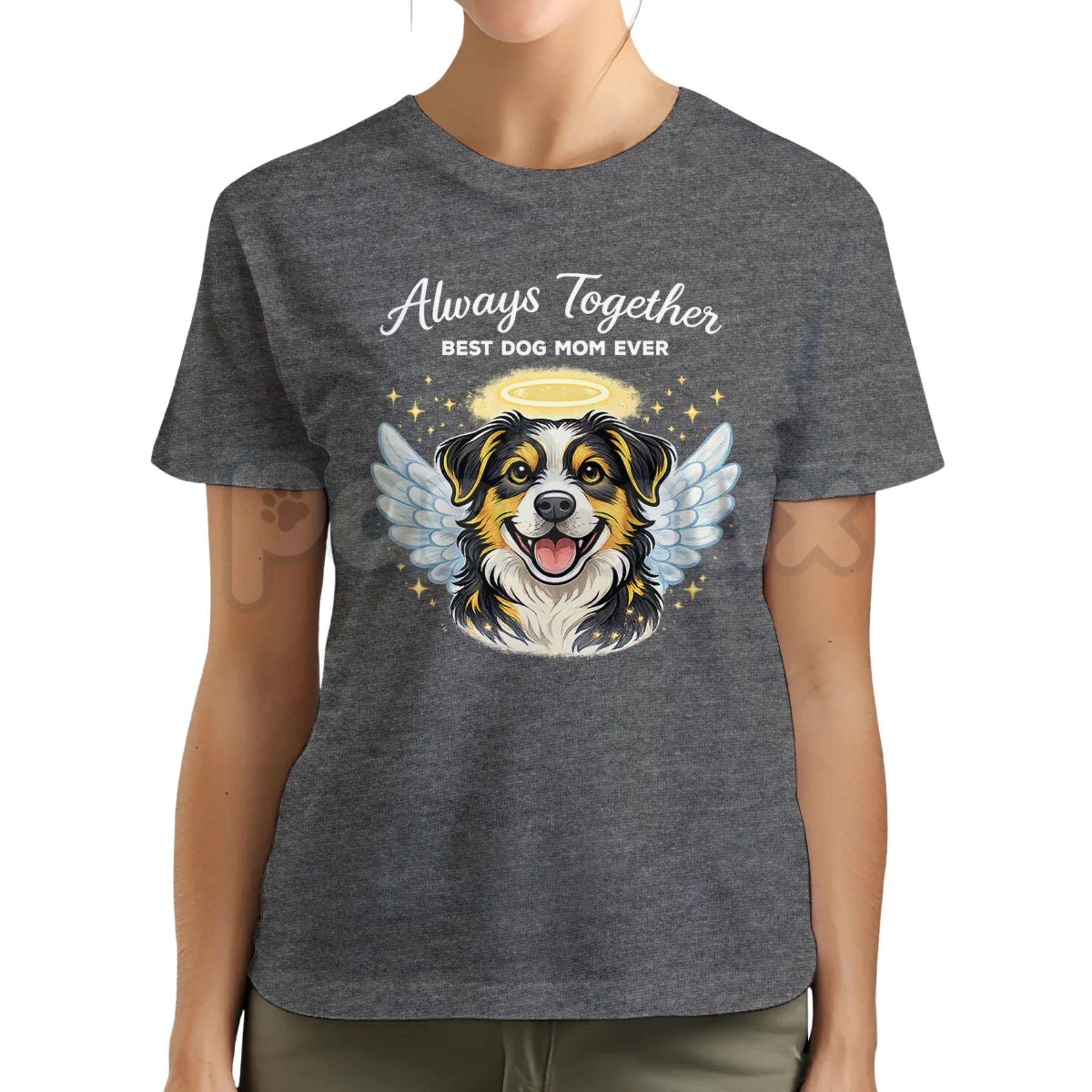 "Always Together" Custom Dog Face T-Shirt – Best Dog Mom Ever Personalized Graphic Tee, Premium 100% Cotton Pet Lover Top, Soft Lived-In Heavyweight Dog Mama Shirt, Made in USA