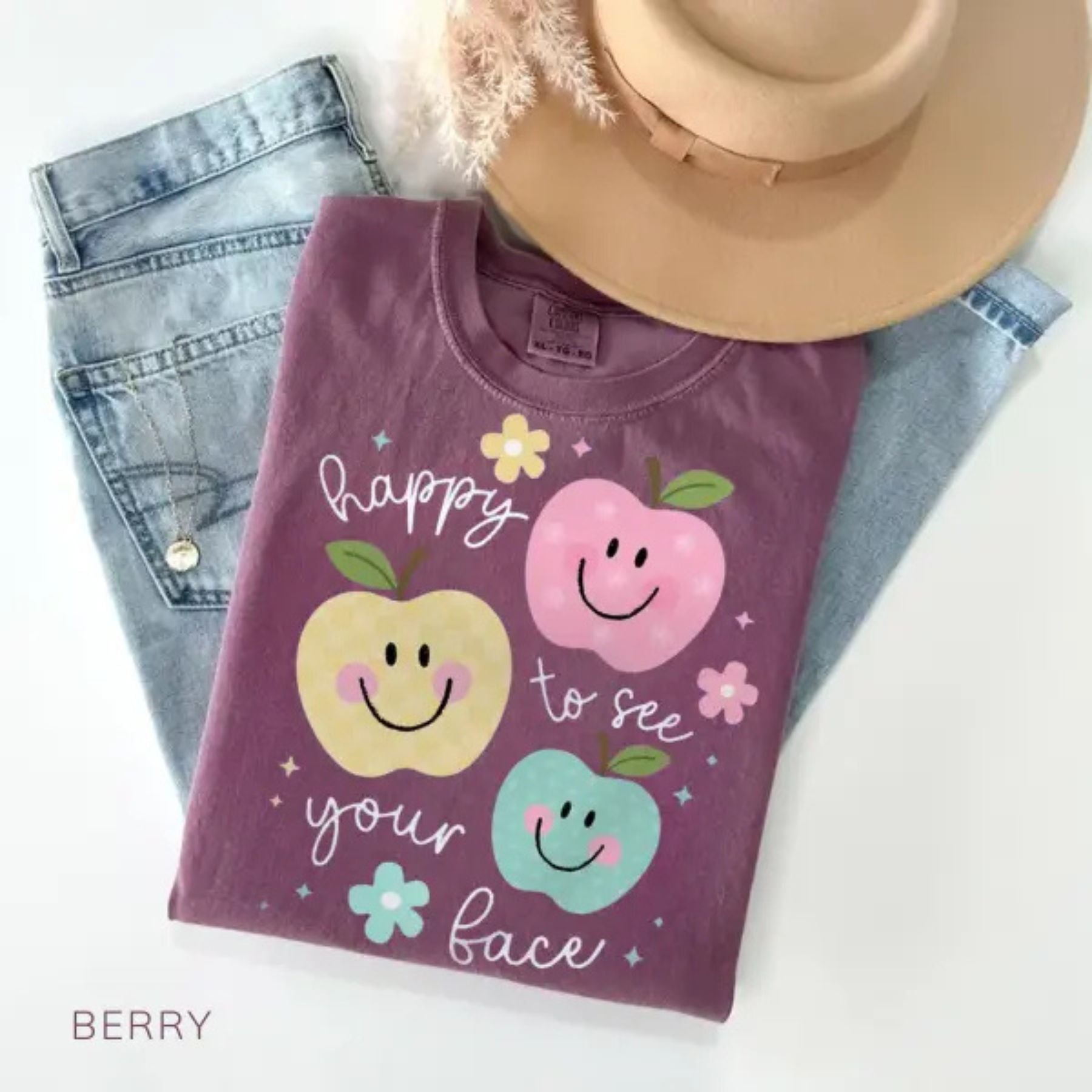 Pasimax 'Happy To See Your Face' Teacher Shirt — detail close-up