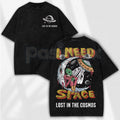 Retro Space Alien I Need Space T-Shirt – Sci-Fi Graphic Vintage Washed Tee, Funny UFO Lightweight Cotton Top, Aesthetic Galaxy Streetwear