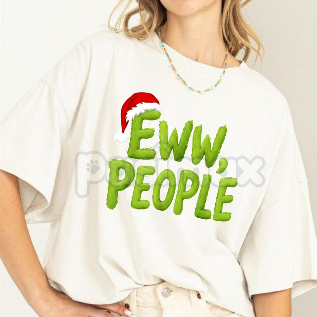 Pasimax "Eww People" Christmas T-Shirt - Santa Hat Grinch Inspired Holiday Design, Anti-Social Festive Occasions Tee, Cynical