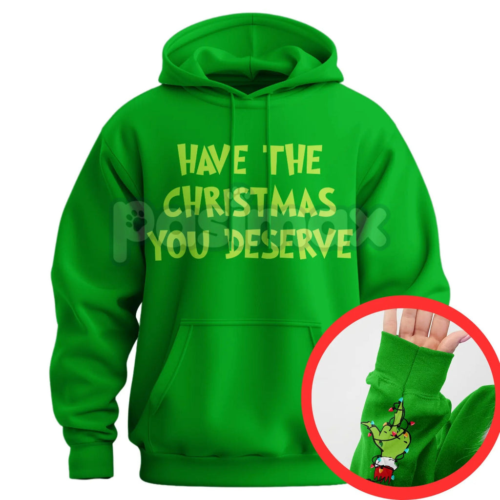 Pasimax "Have The Christmas You Deserve" Middle Finger Hoodie – Funny Holiday Statement Pullover, Sarcastic Seasonal Apparel,