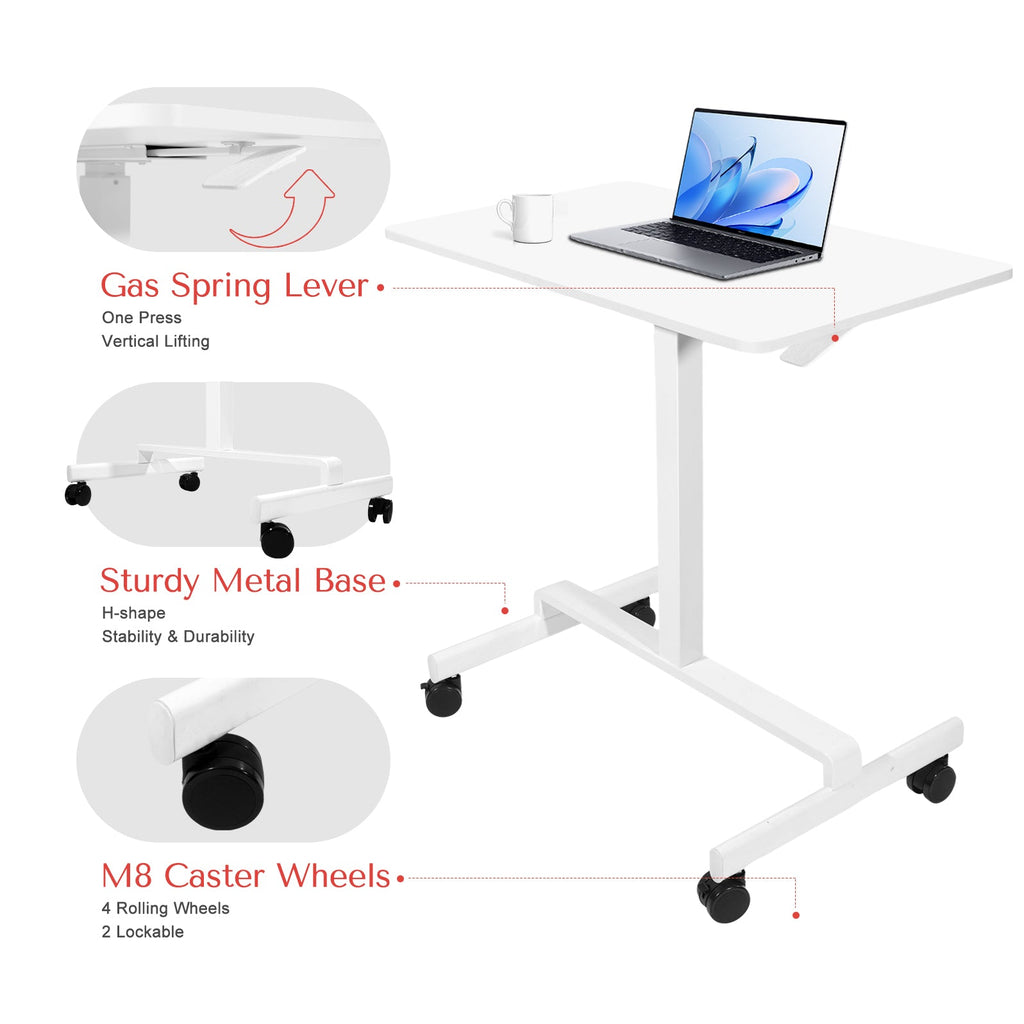 DeerRun® Adjustable Standing Desk - 31.5''L *18.9''W Large Rolling Laptop Desk for Treadmills, view 2