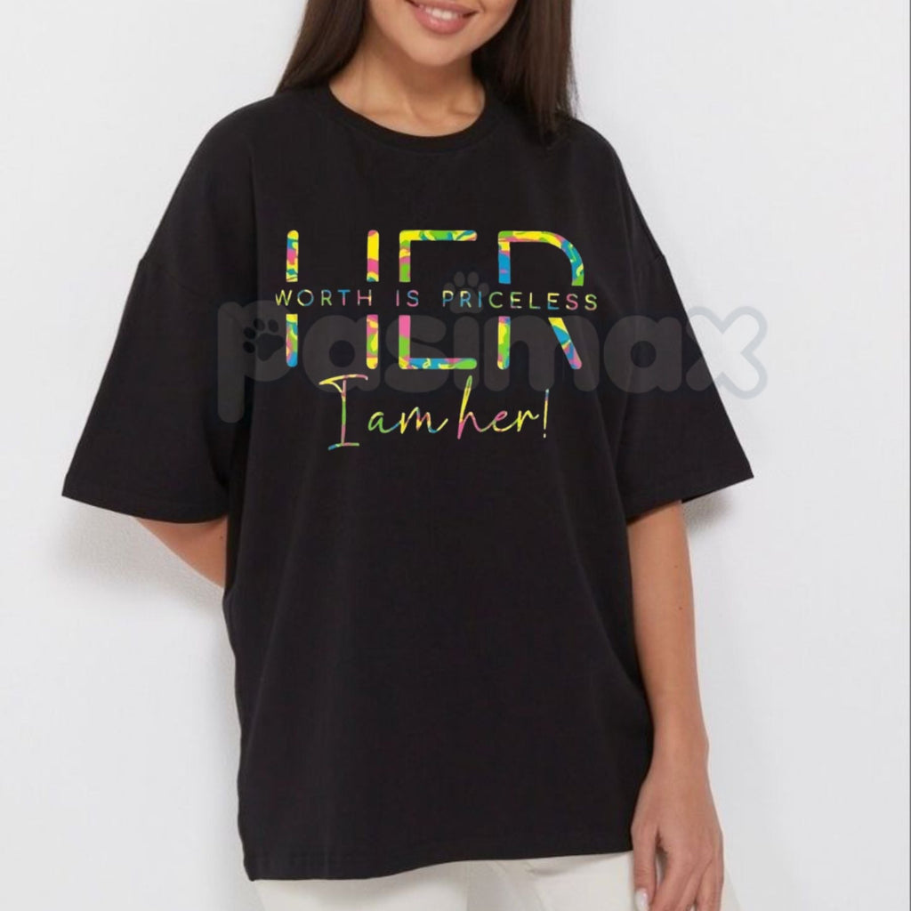 "Her Worth Is Priceless" Inspirational T-Shirt – Aesthetic Empowerment Graphic Tee, Premium 100% Cotton Self-Love Top, Soft Lived-In Heavyweight Worthy Woman Shirt, Made in USA