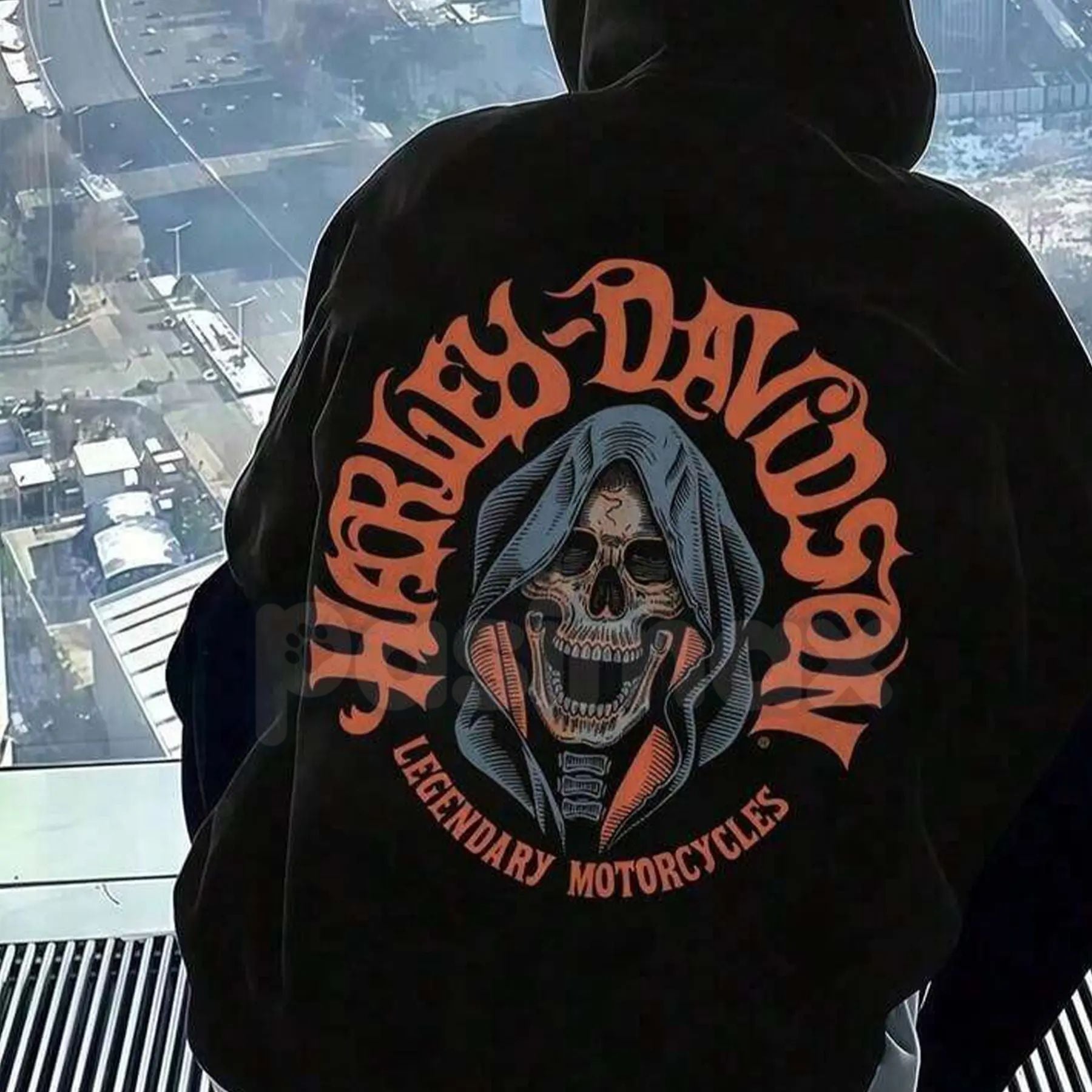 Pasimax Legacy Road HD Motorcycles Hoodie – Vintage Biker Graphic Pullover, American Classic Motorcycle Streetwear, Unisex — 