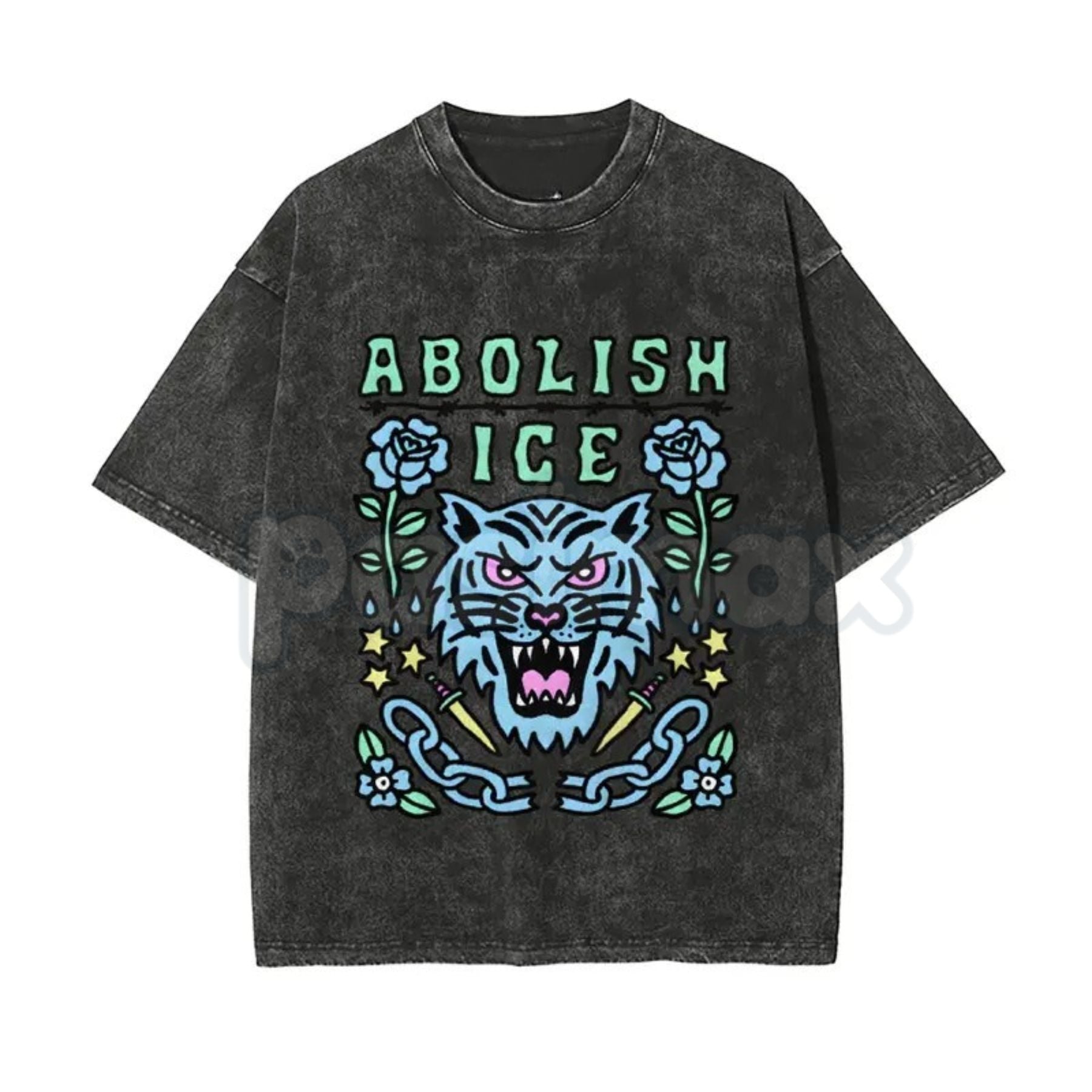 Unisex Abolish ICE Vintage Washed T-Shirt – Satirical Political Graphic Tee, Lightweight Retro Cotton Activist Top
