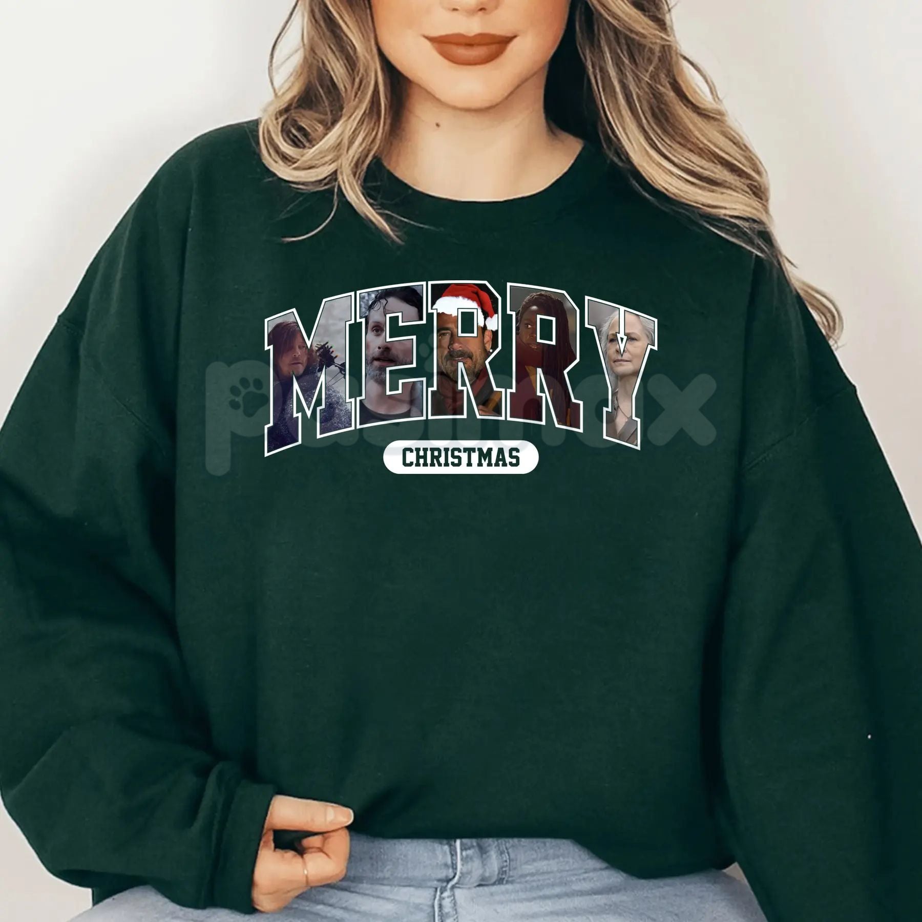 Pasimax Christmas Movie Fan Sweatshirt – Cozy Holiday Movie Watching Crewneck — detail close-up