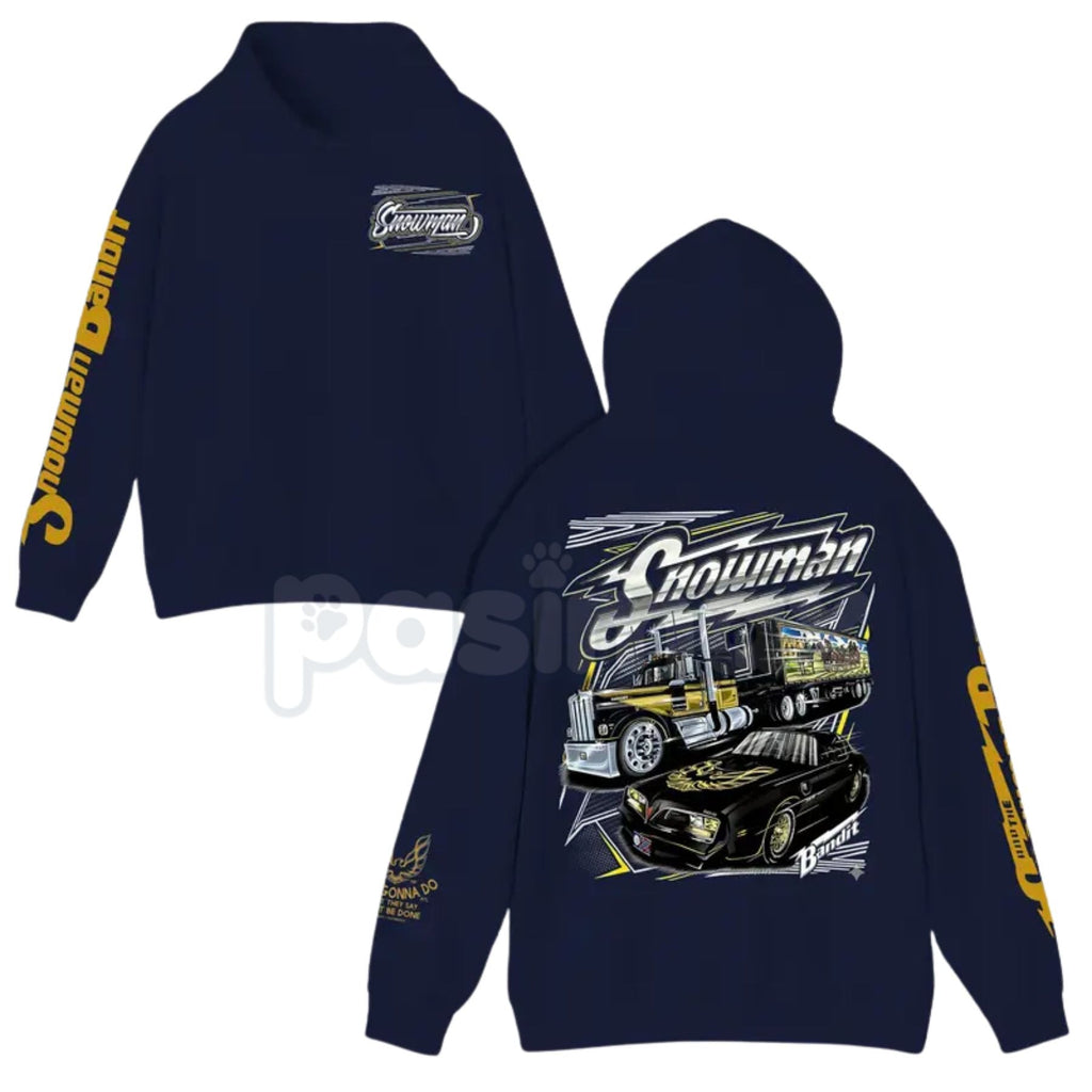 Pasimax Snowman's Bootlegging Service 2-Sided Hoodie – Vintage Outlaw Trucking Graphic Pullover, Classic Southern Culture App