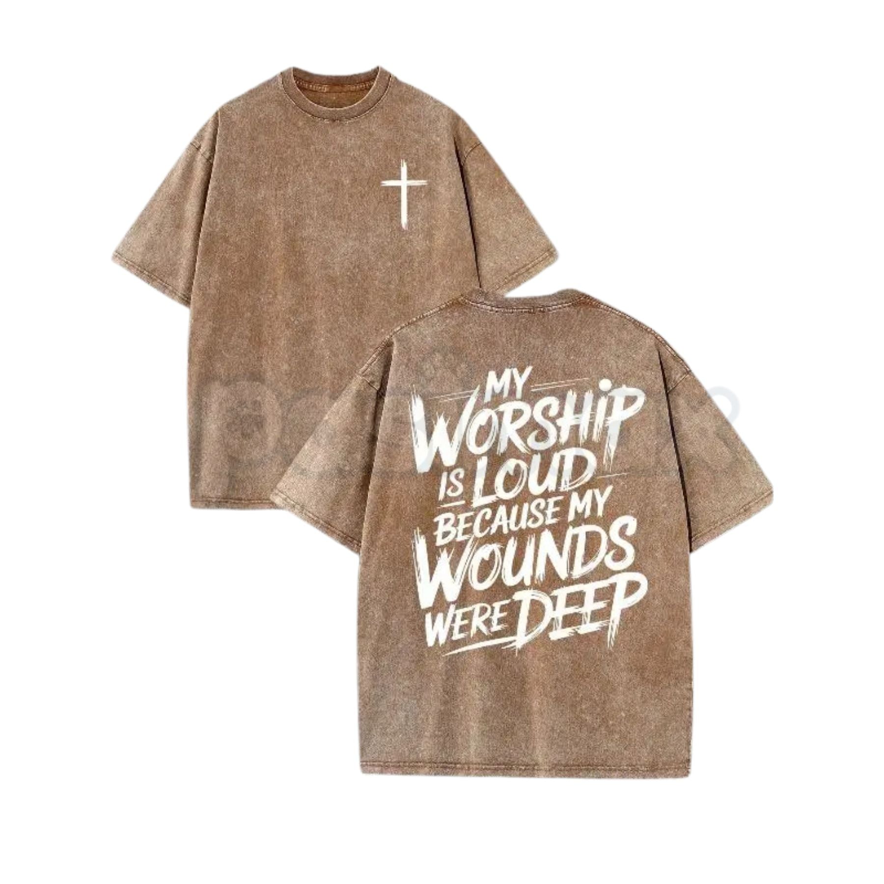 Pasimax My Worship Is Loud Because My Wounds Were Deep – Unisex Vintage Washed Christian Shirt, Faith-Based Graphic Tee — det