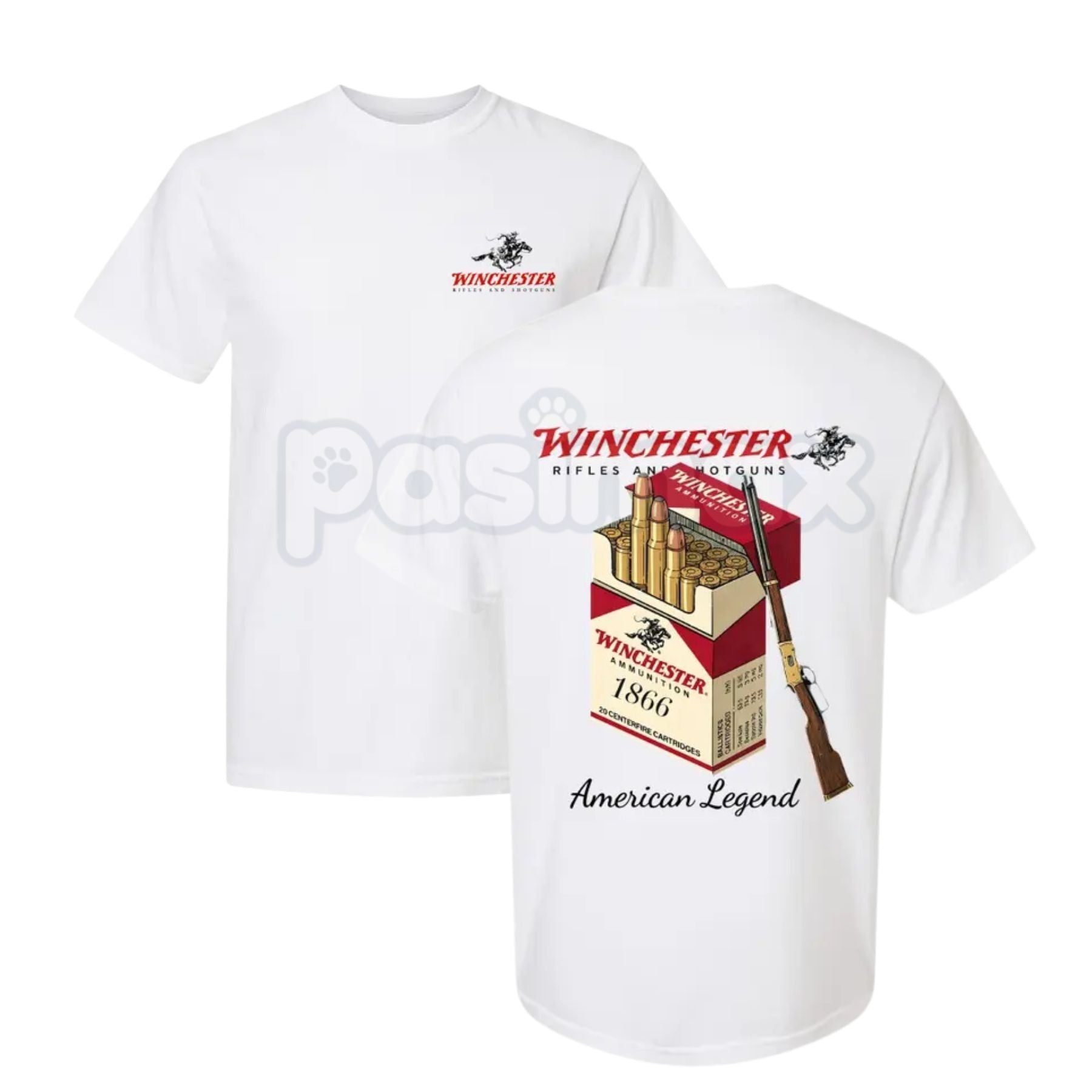 Pasimax Winchester American Legend 1866 T-Shirt - Vintage Hunting & Ammo Graphic Tee, Premium 100% Cotton Firearms Heritage T