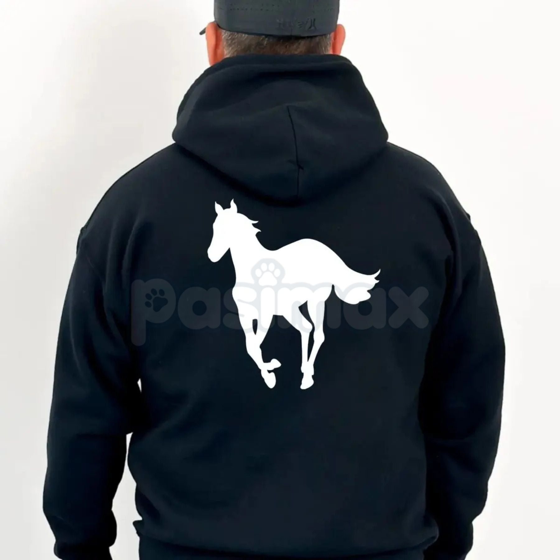 Pasimax Deftones White Pony On Back Hoodie – Iconic Album Art Pullover, Alt Metal Band Merch, Unisex — detail close-up