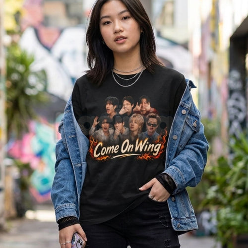 "Come On Wing" Hot Ones Inspired T-Shirt – Retro Y2K Aesthetic Graphic Tee, Premium 100% Cotton Spicy Foodie Top, Soft Lived-In Heavyweight Pop Culture Meme Shirt, Made in USA