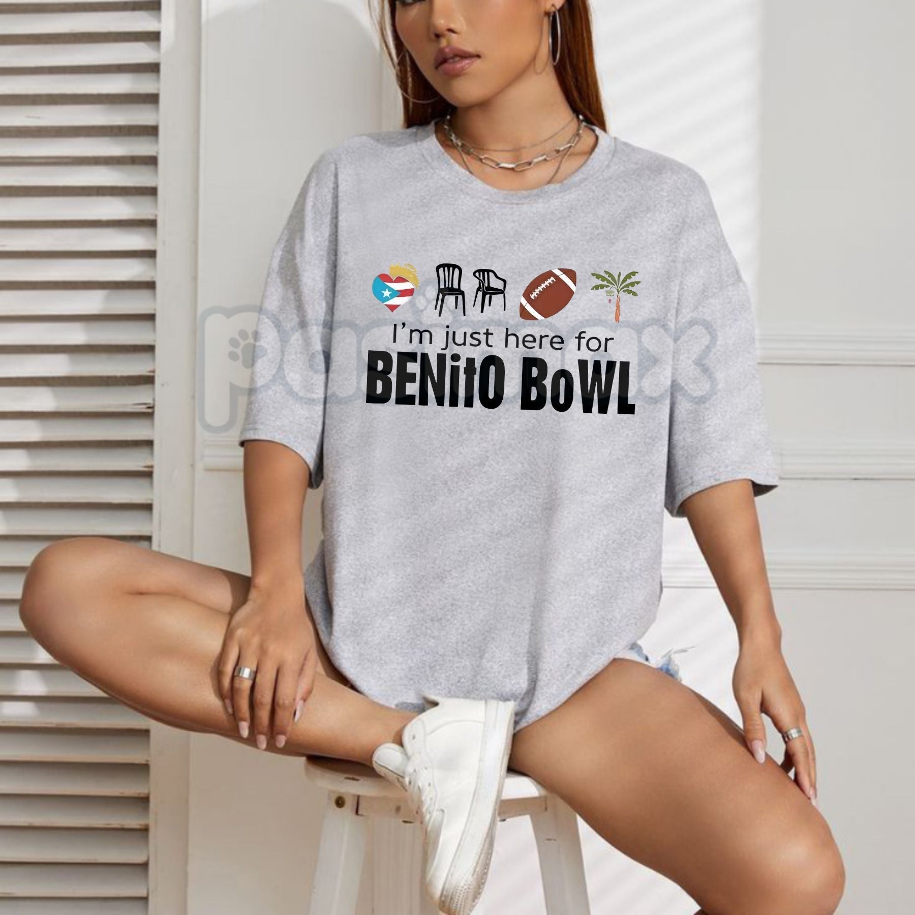 Pasimax "I'm Just Here for the Benito Bowl" T-Shirt - Bad Bunnie Halftime Show 2026 Tee, Funny Football Sunday Graphic Shirt,