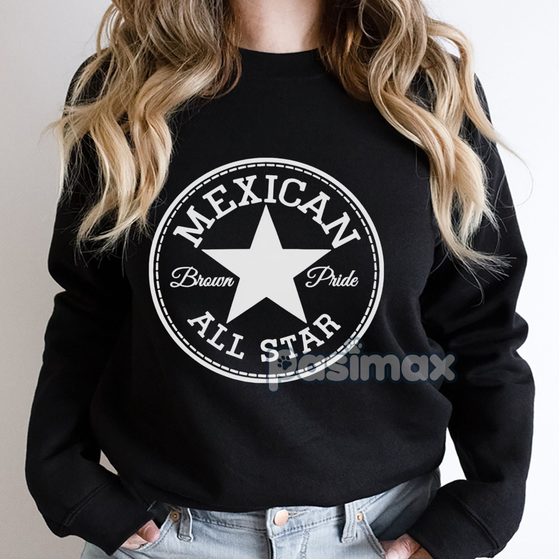Pasimax Mexican Brown Pride Chicano Sweatshirt — detail close-up
