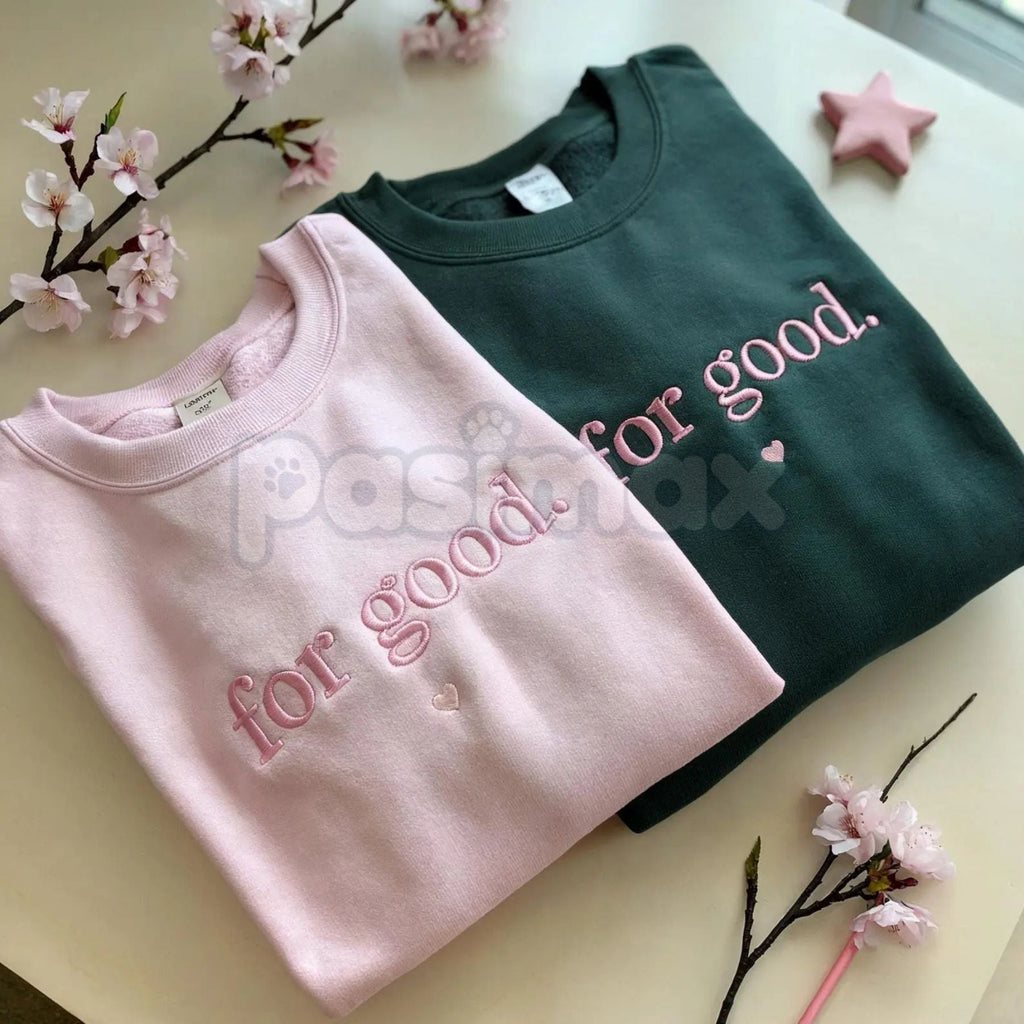 Pasimax Wicked "For Good" Embroidered Crewneck – Elegant Broadway Tribute Sweatshirt — alternative angle