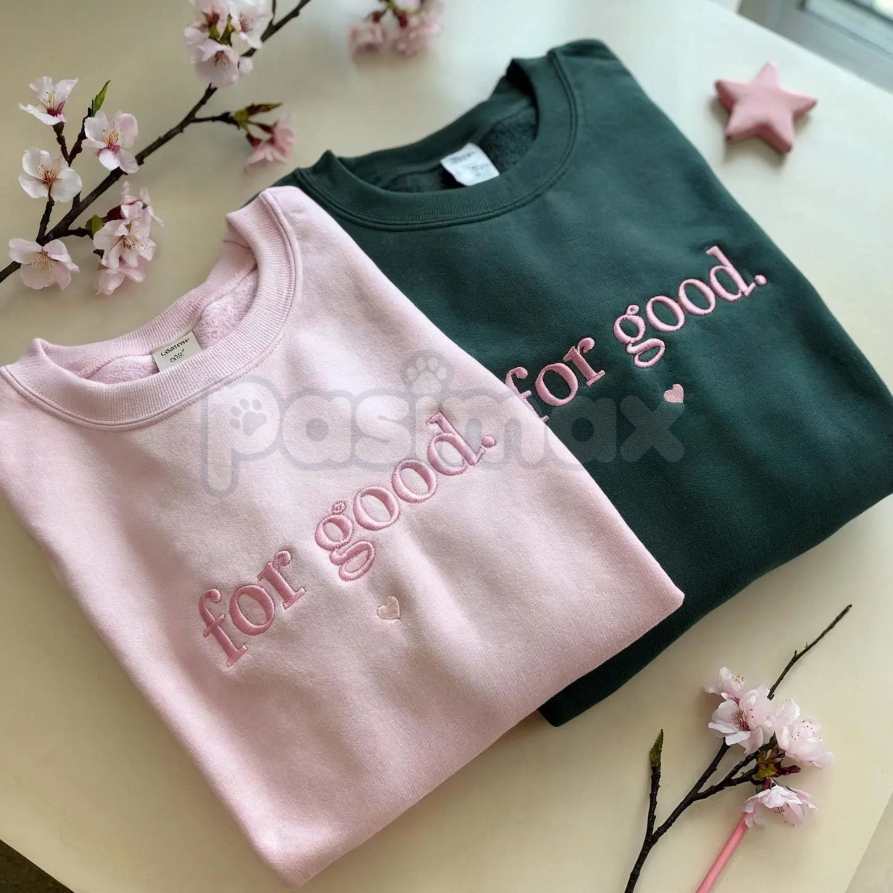 Pasimax Wicked "For Good" Embroidered Crewneck – Elegant Broadway Tribute Sweatshirt — alternative angle