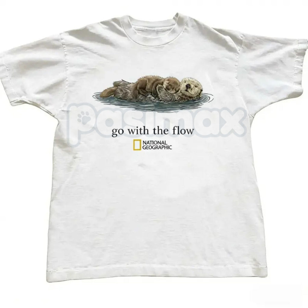 Pasimax National Geographic "Go with the Flow" T-Shirt - Official Style Nature Exploration Graphic Tee, Premium 100% Cotton A