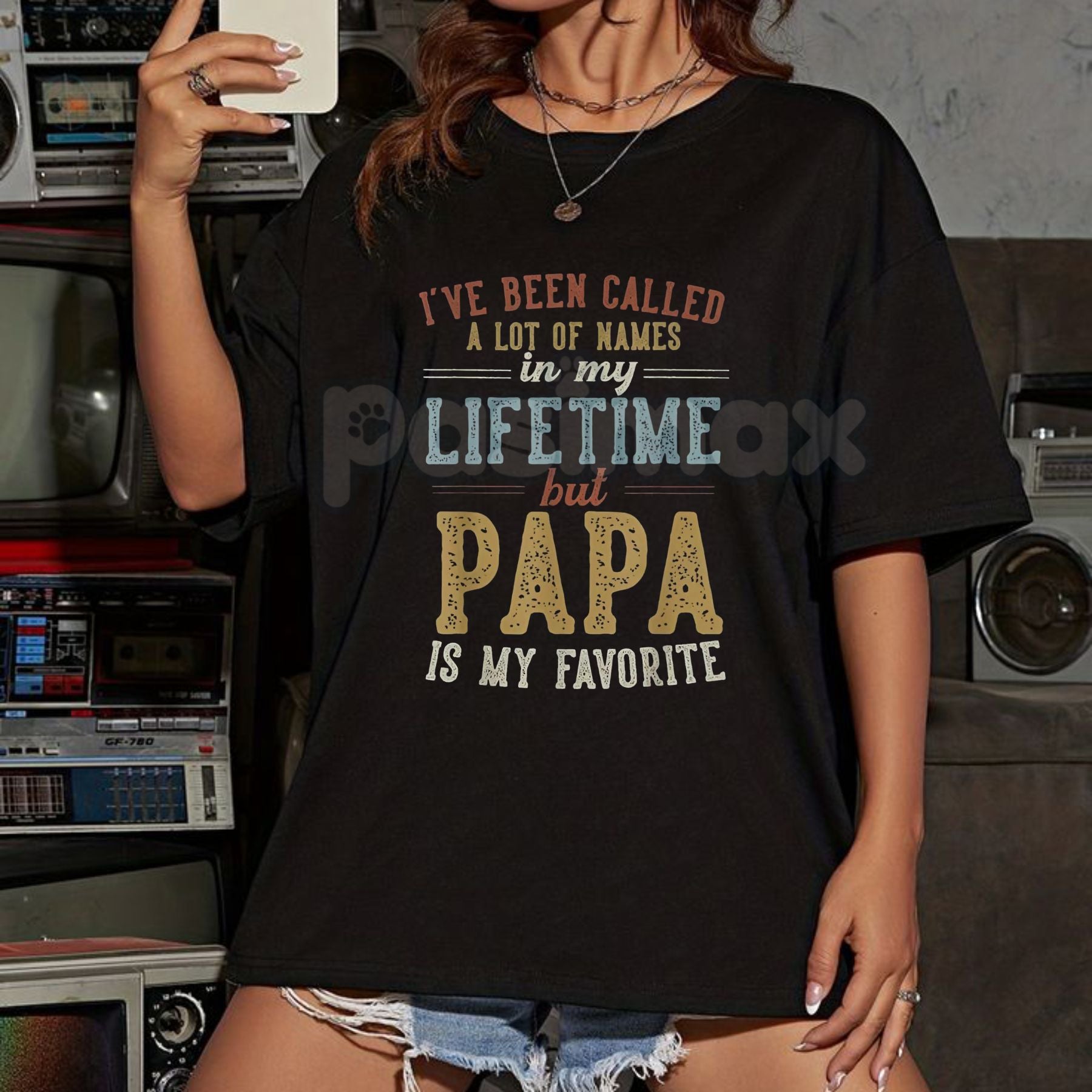 Pasimax "Papa Is My Favorite Name" Father's Day Papa T-Shirt - Heartfelt Grandfather Gift, Proud Papa Slogan Tee, Best Grandp
