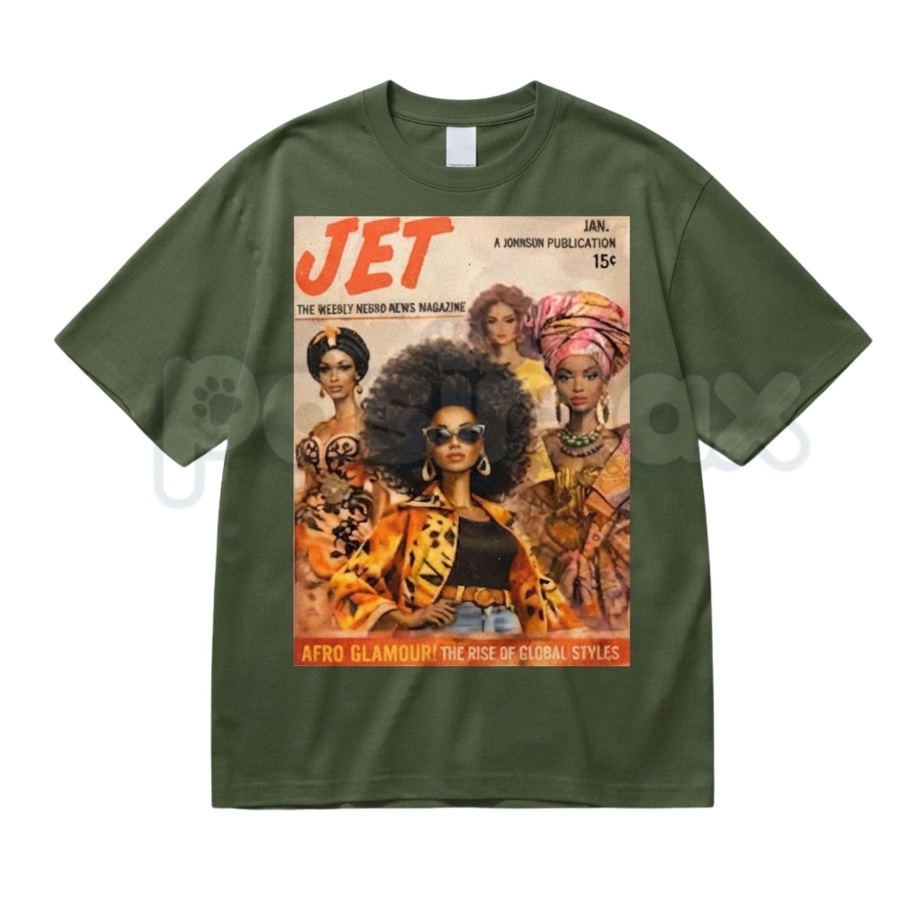 Afro Glamour Vintage Magazine Cotton T-Shirt – Retro Black Beauty Graphic Tee, Premium Melanin Pride Unisex Streetwear Shirt